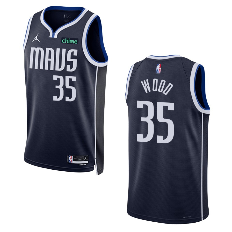 Dallas Mavericks Christian Wood 2022-23 Statement Edition Navy Jersey Swingman