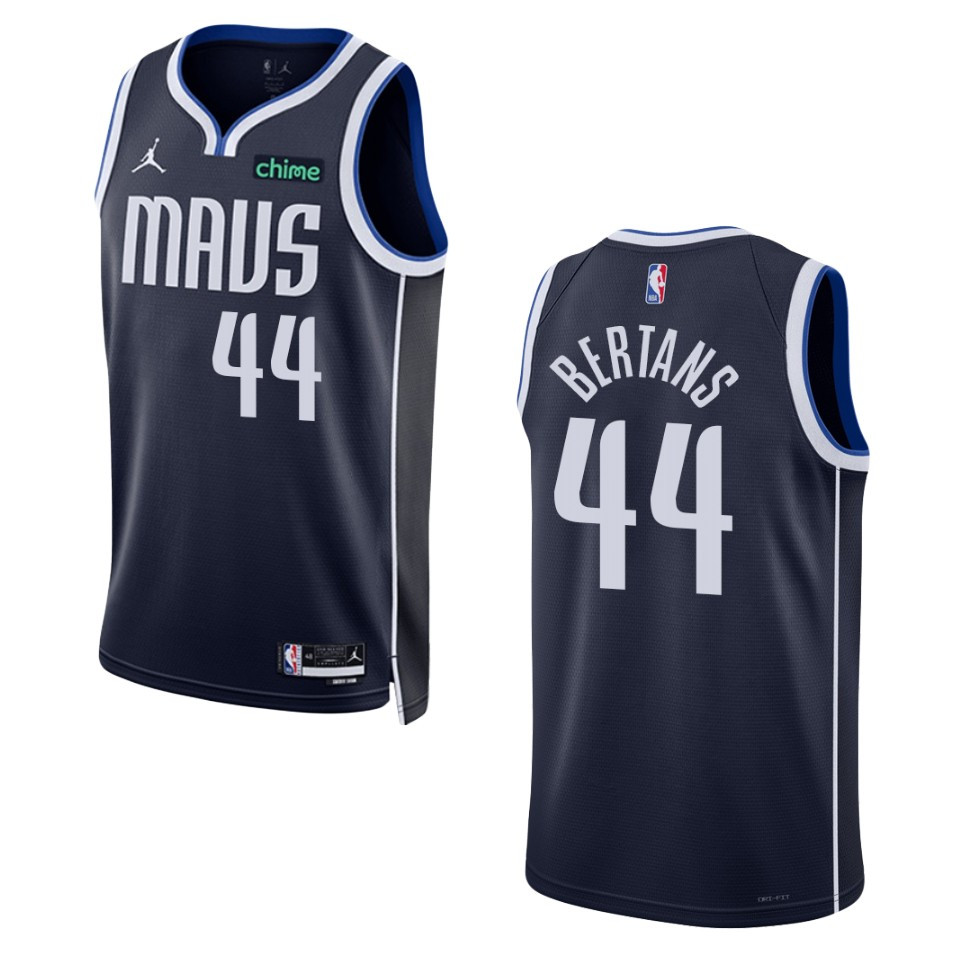 Dallas Mavericks Davis Bertans 2022-23 Statement Edition Navy Jersey Swingman