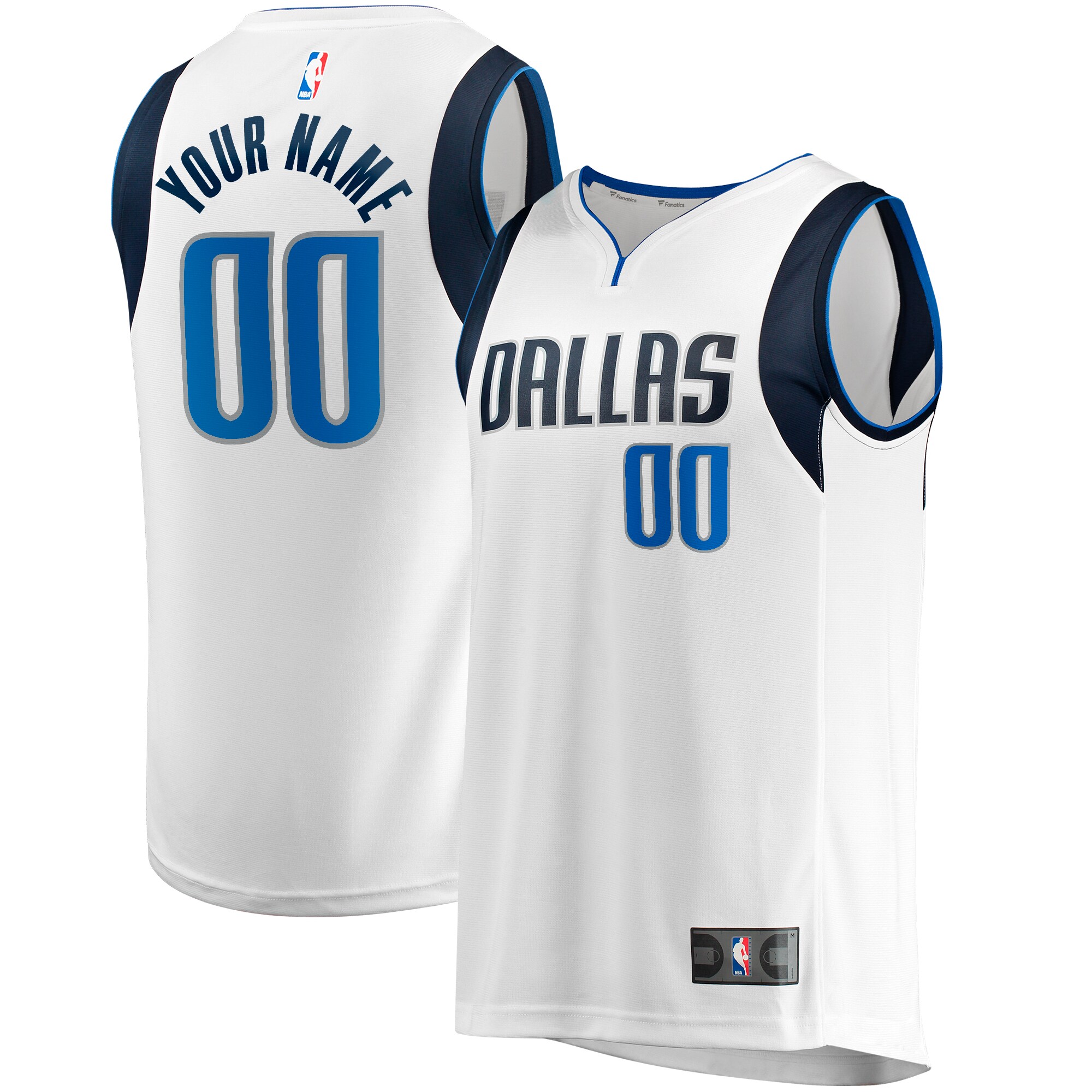 Dallas Mavericks Fanatics Youth Fast Break Replica Custom Basketball Jersey - Association Edition - White