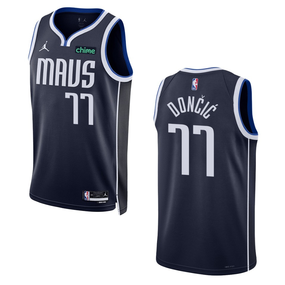 Dallas Mavericks Luka Doncic 2022-23 Statement Edition Navy Basketball Jersey Swingman