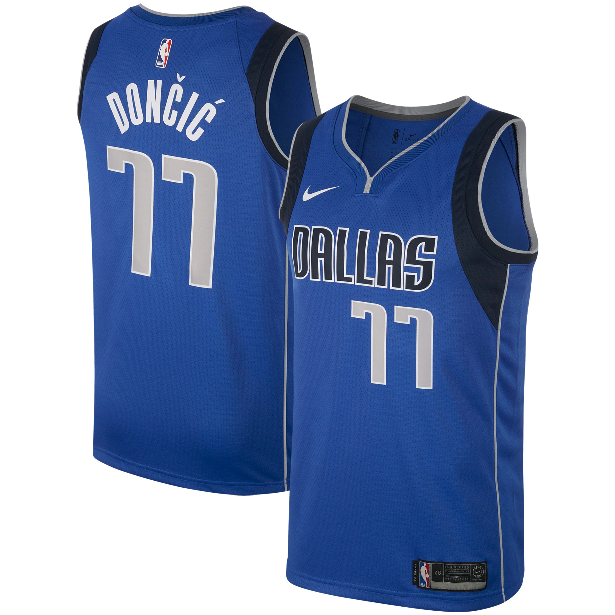 Alternative view of Dallas Mavericks Luka Doncic Men’s Swingman Basketball Jersey – Royal