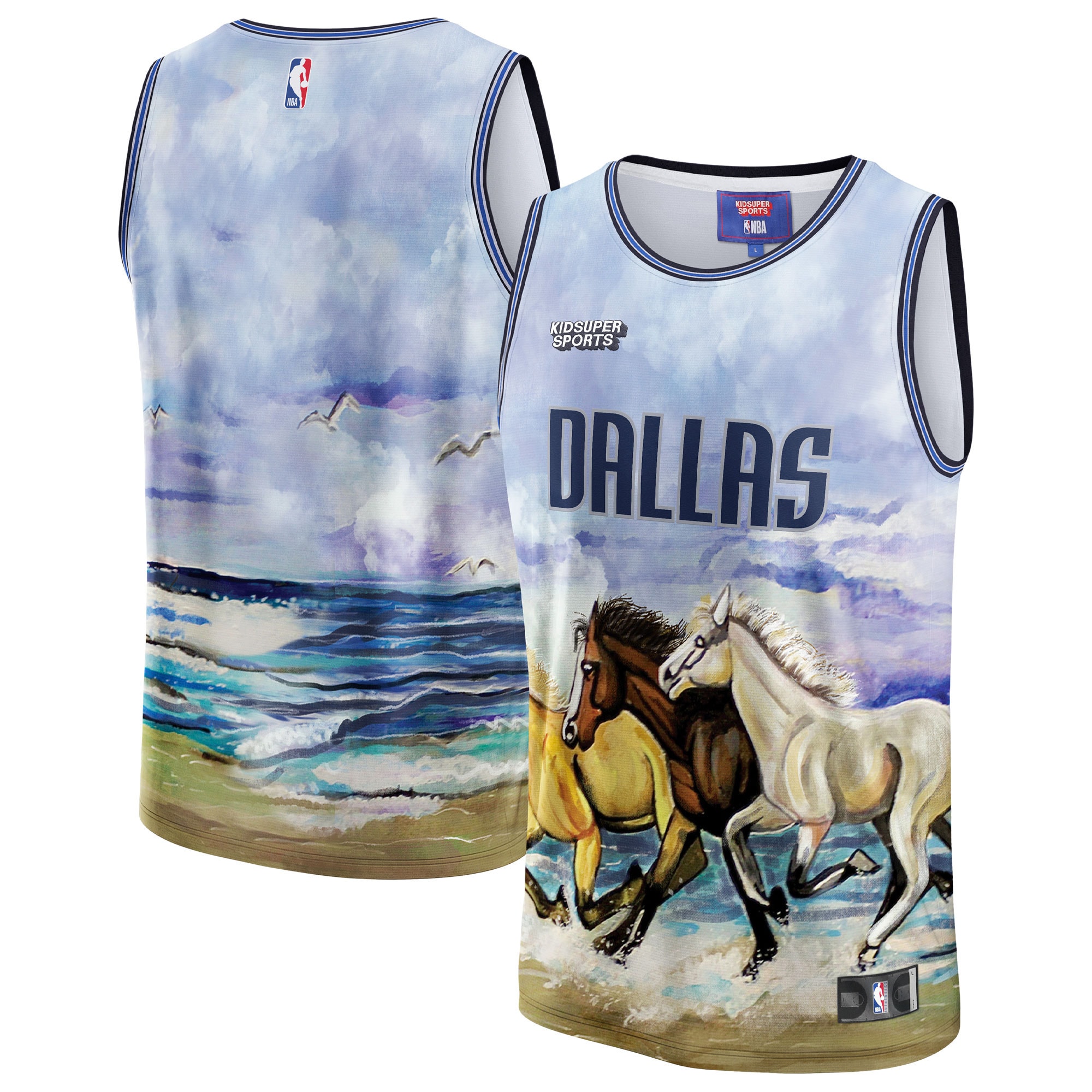 Dallas Mavericks Nba & Kidsuper Studios By Fanatics Unisex Hometown Basketball Jersey - Blue