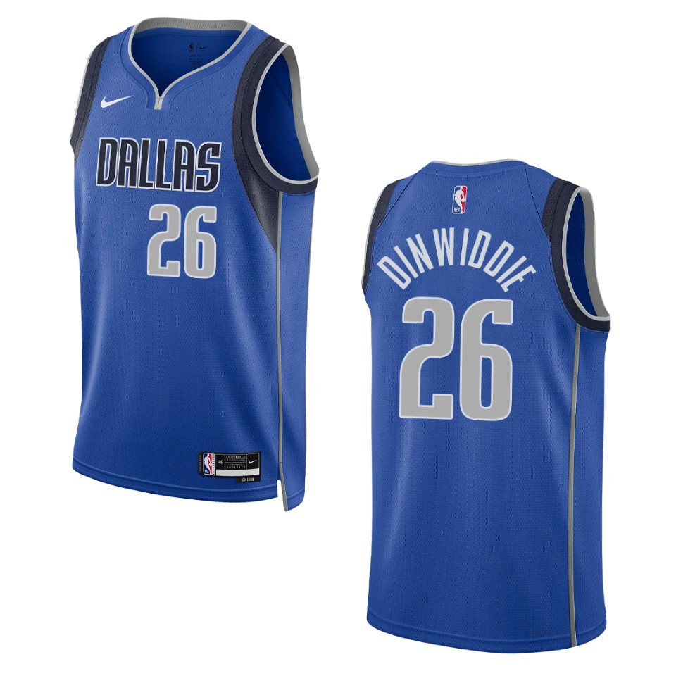 Dallas Mavericks Spencer Dinwiddie 2022-23 Icon Edition Royal Swingman Basketball Jersey