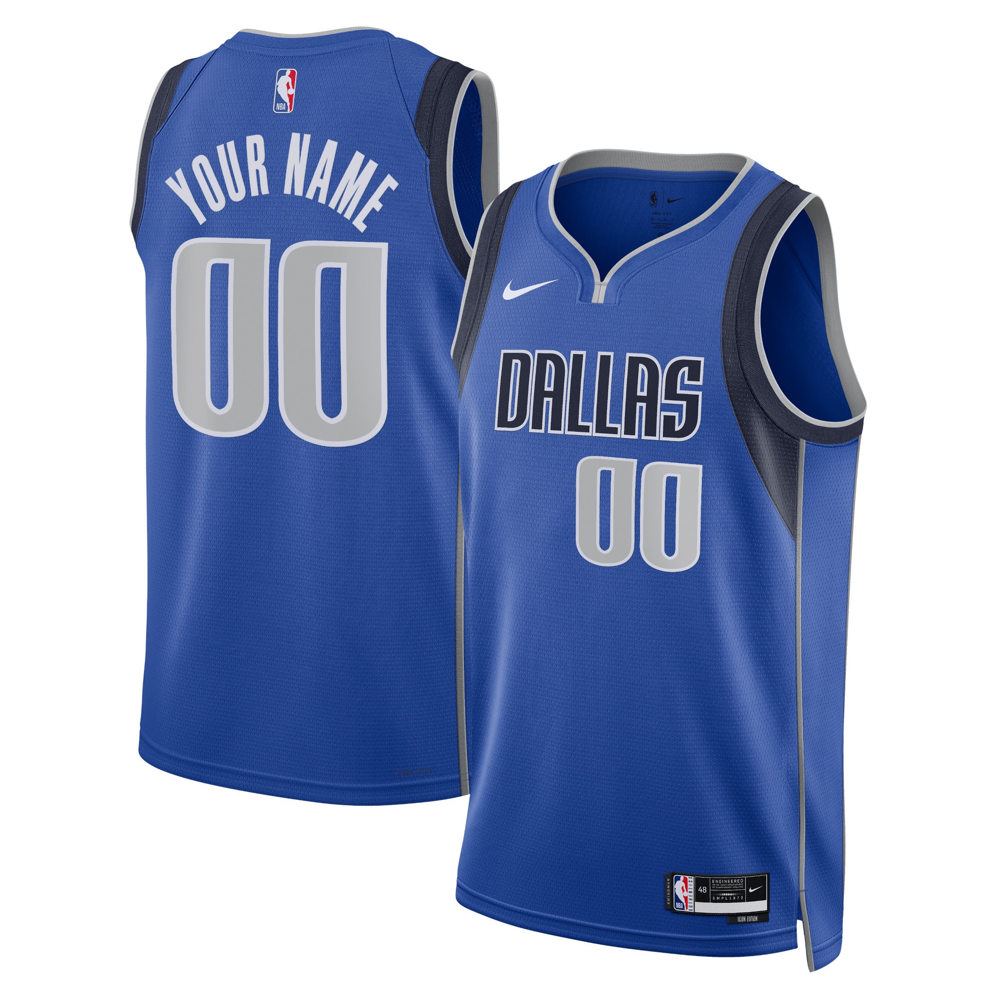 Dallas Mavericks Unisex Swingman Custom Basketball Jersey Blue - Icon Edition