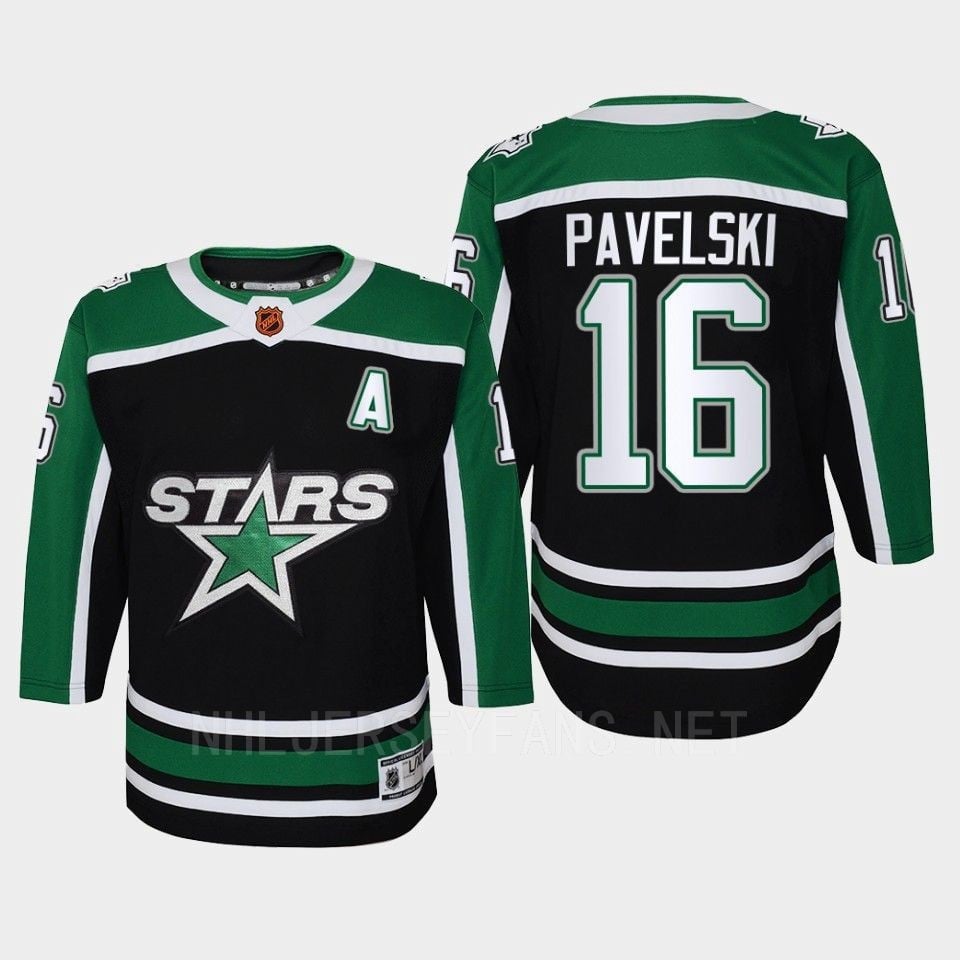 Dallas Stars 16 Joe Pavelski Reverse Retro Black Equipment, Youth - JS853 