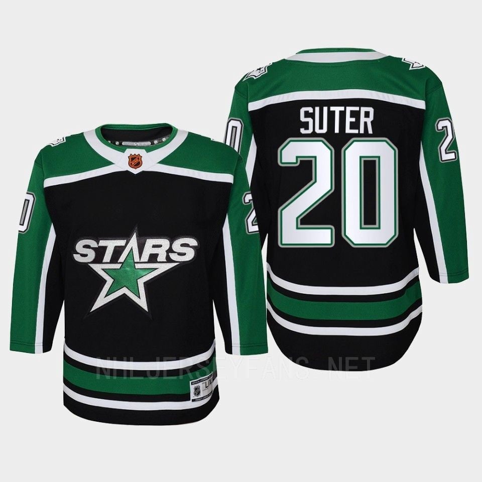 Dallas Stars 20 Ryan Suter Reverse Retro Black Equipment, Youth - JS609 