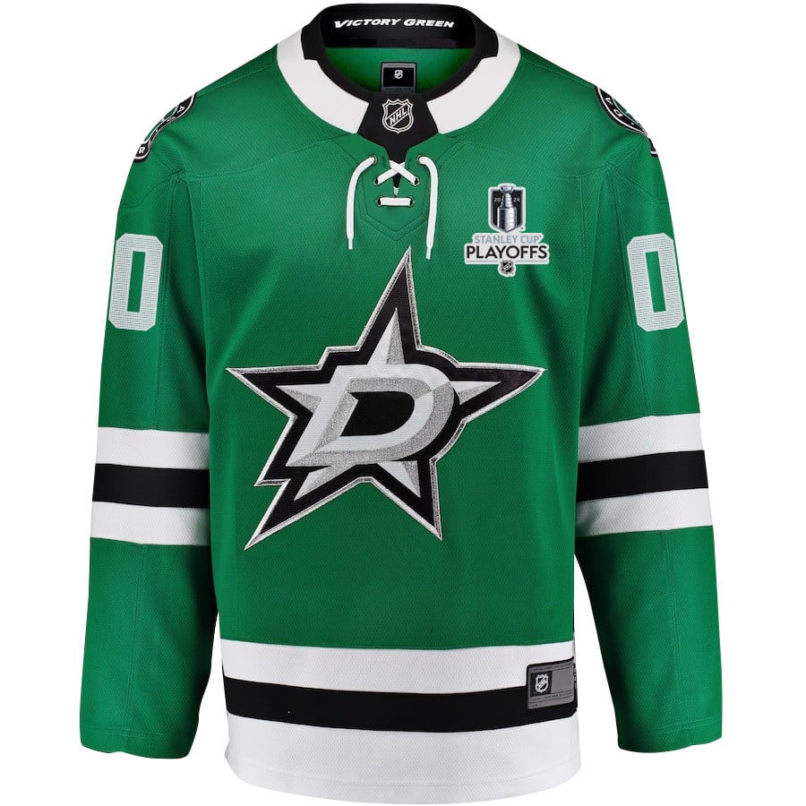 Alternative view of Dallas Stars 2024 NHL Playoffs Patch Home Hockey Jersey Customized - Men, Green - JS777 