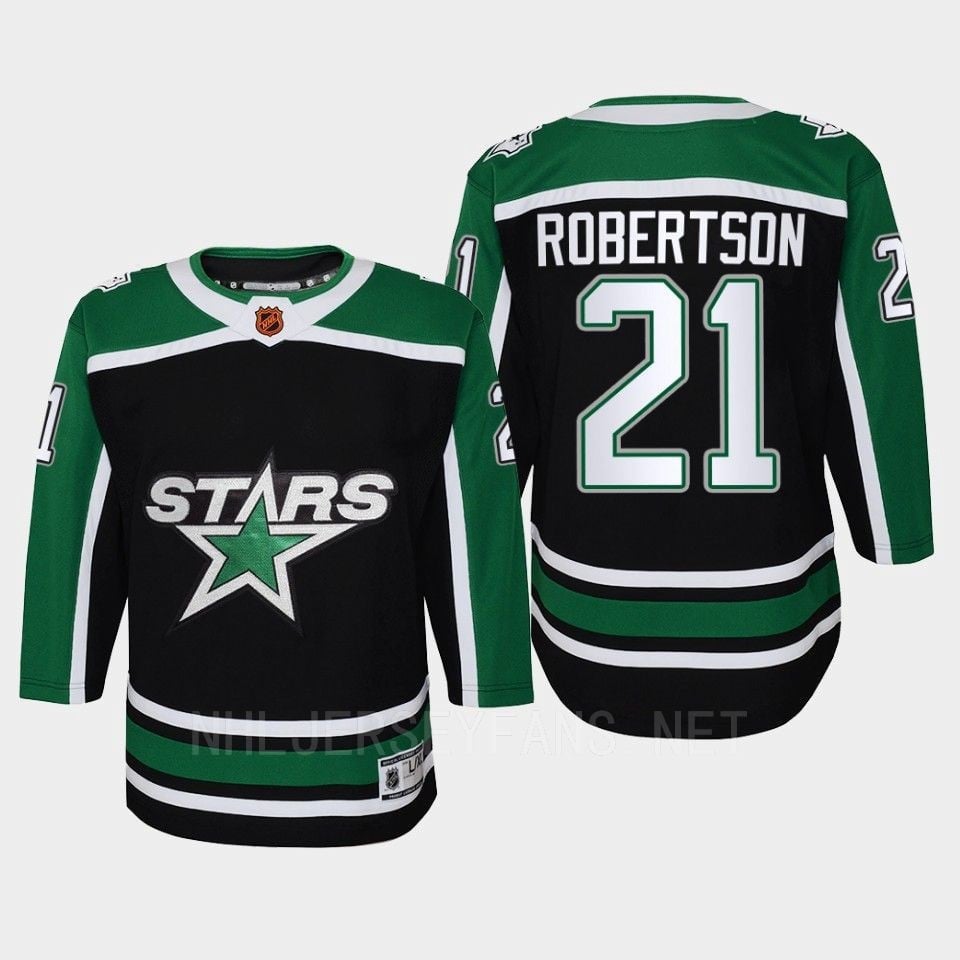 Dallas Stars 21 Jason Robertson Reverse Retro Black Equipment, Youth - JS438 