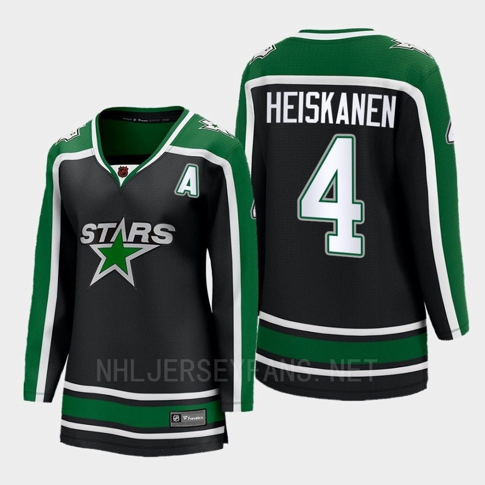 Dallas Stars 4 Miro Heiskanen Reverse Retro Black Equipment, Women - JS405 