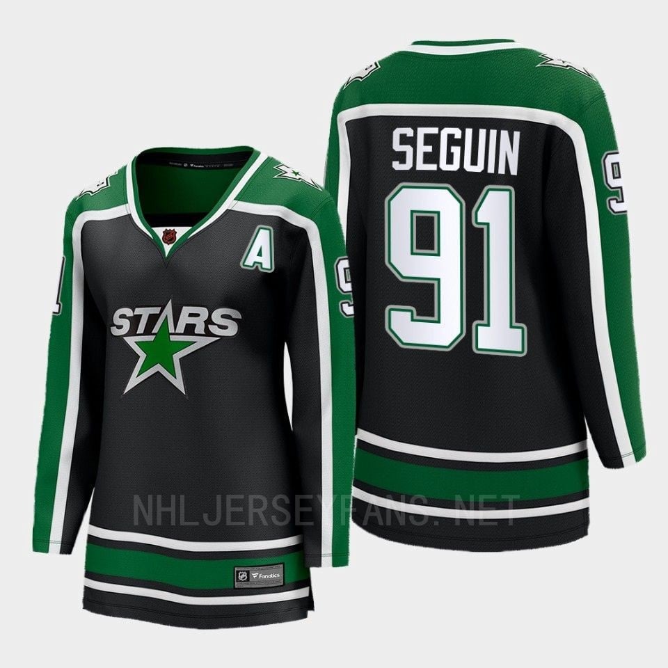 Dallas Stars 91 Tyler Seguin Reverse Retro Black Equipment, Women - JS418 