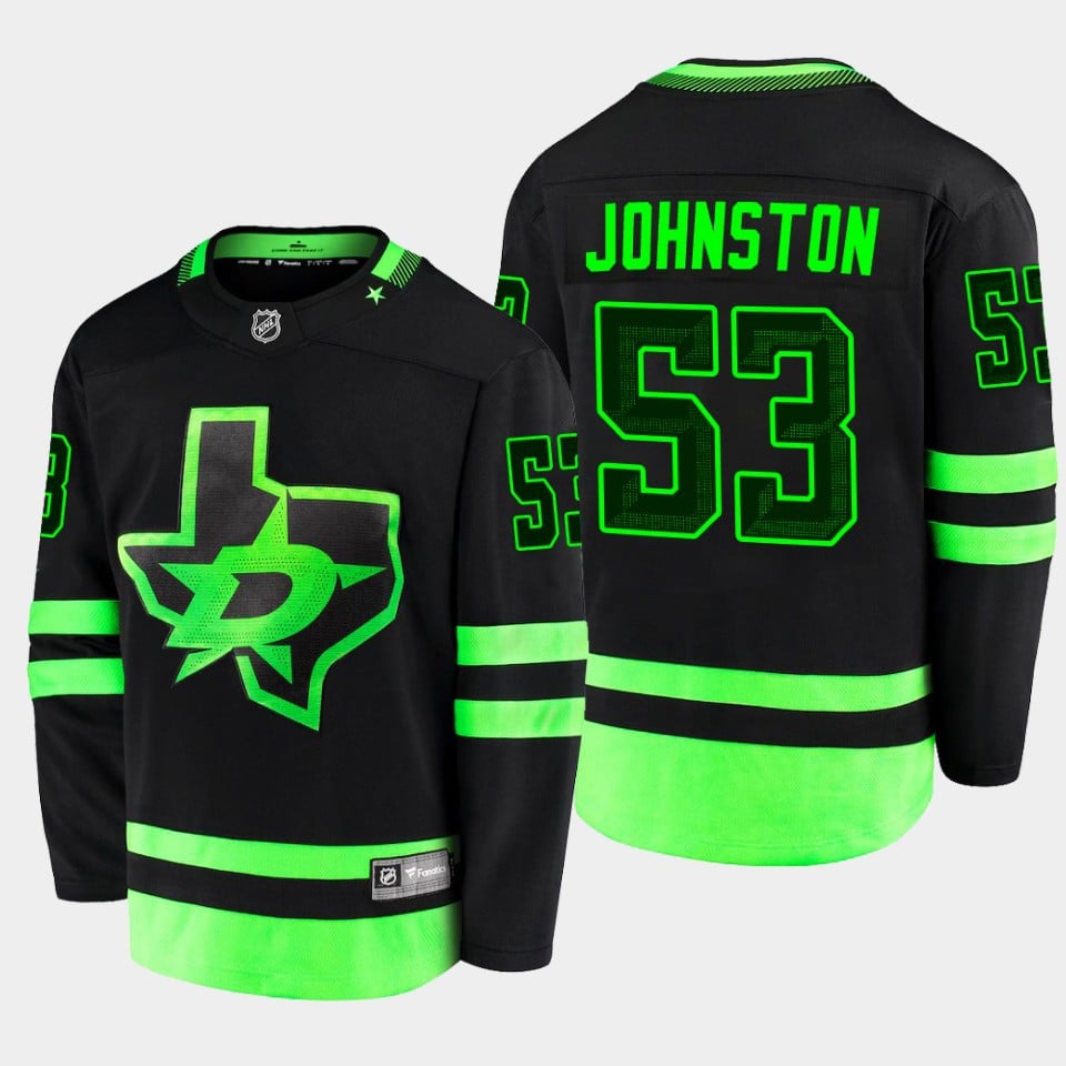 Dallas Stars Wyatt Johnston 53 Alternate Black Hockey Jersey Breakaway Player - JS999 