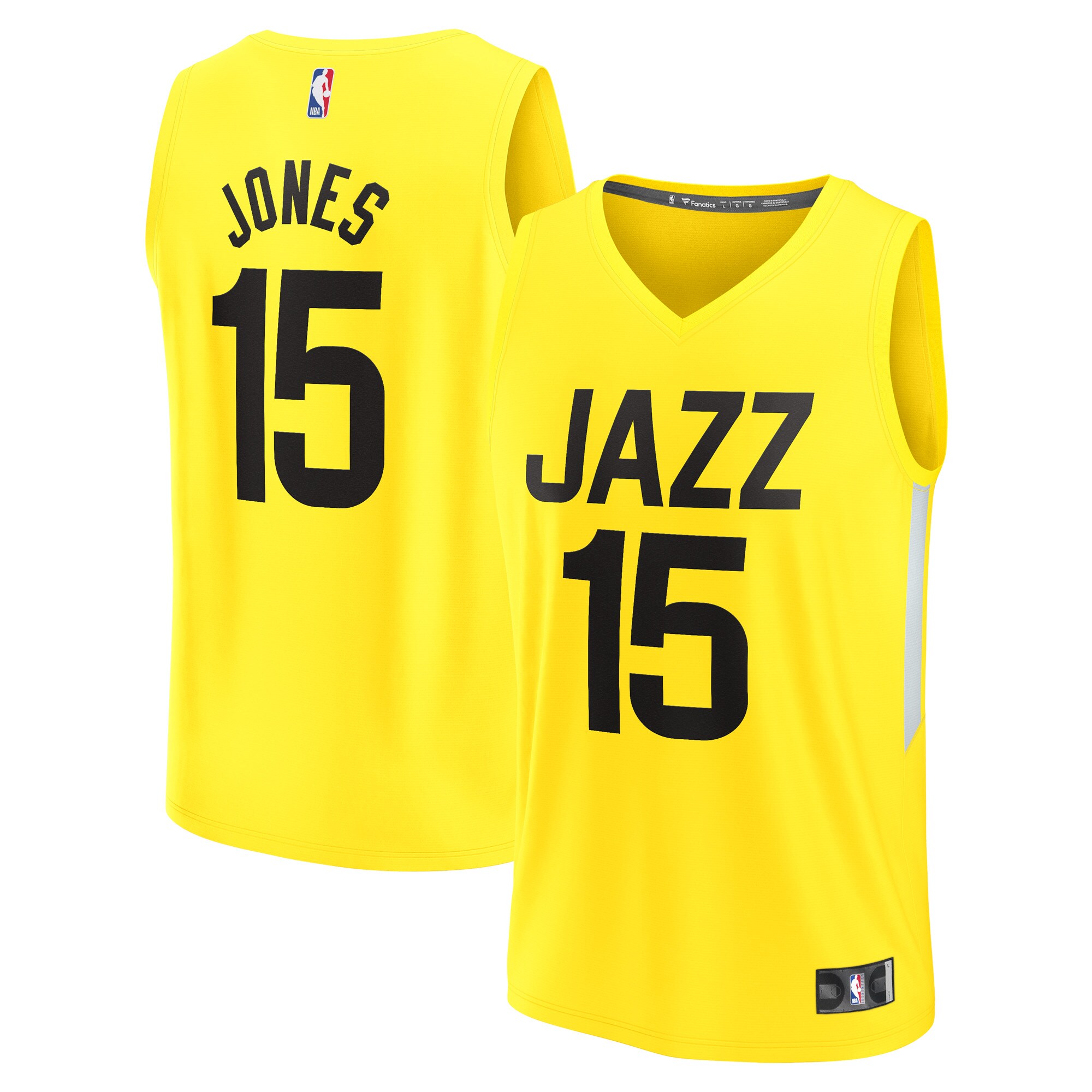 Alternative view of Damian Jones Utah Jazz Fanatics Branded Fast Break Player Basketball Jersey - Icon Edition - Yellow