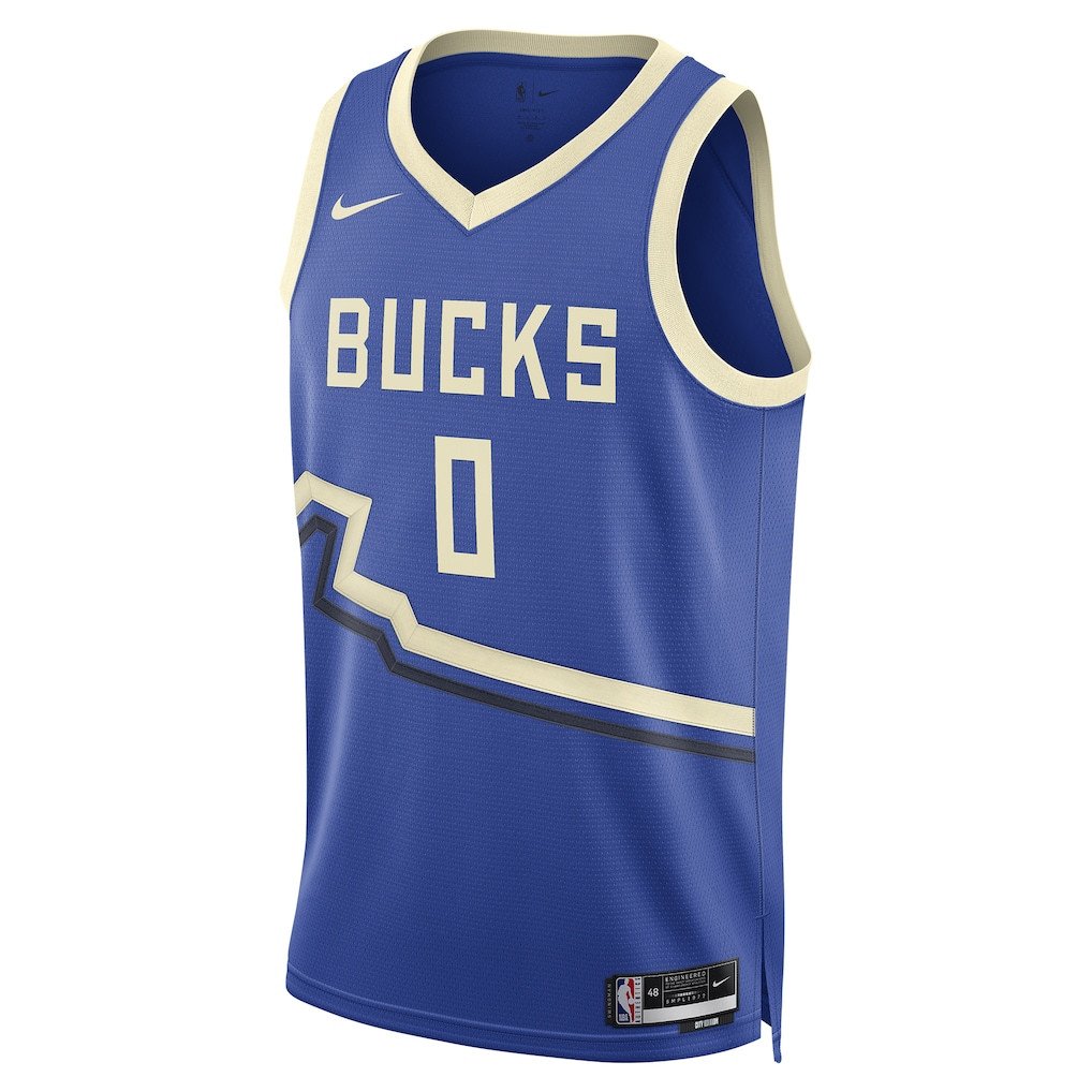Alternative view of Damian Lillard 0 Milwaukee Bucks Unisex 2024/25 Swingman Player Basketball Jersey - City Edition - Royal - JS660 