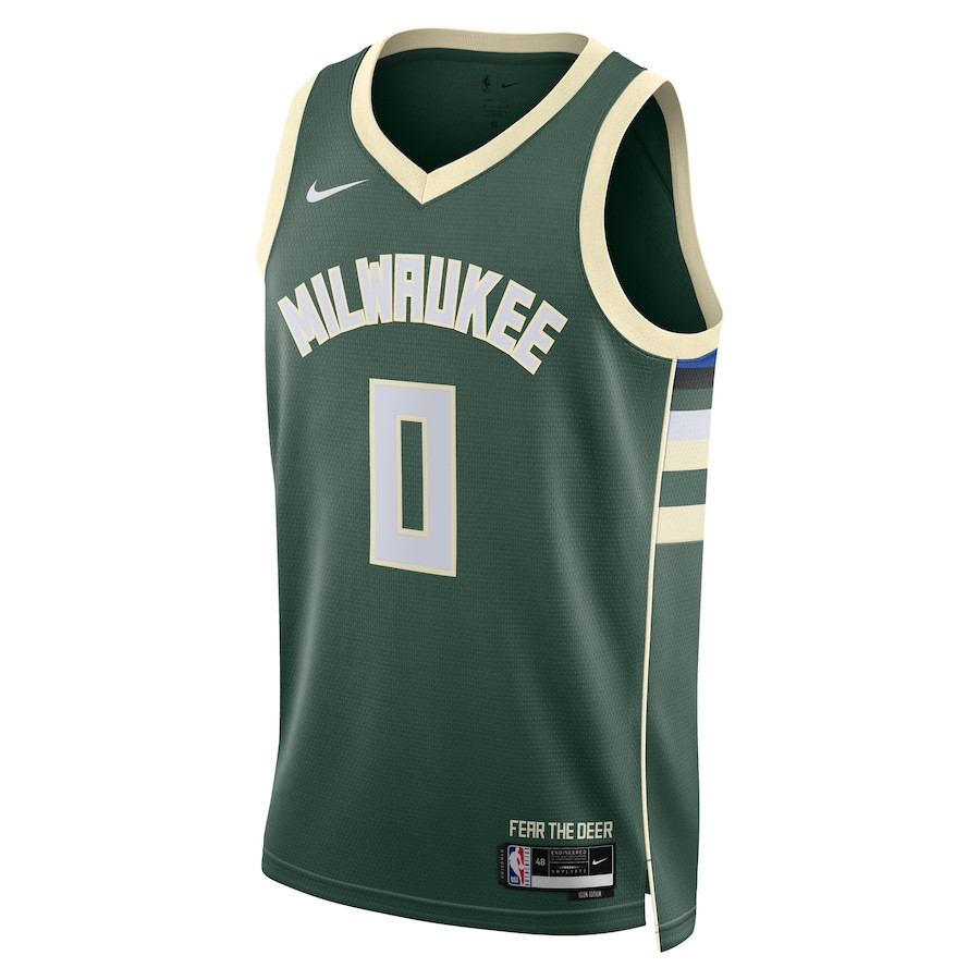 Alternative view of Damian Lillard 0 Milwaukee Bucks Unisex Swingman Basketball Jersey - Icon Edition - Hunter Green - JS119 