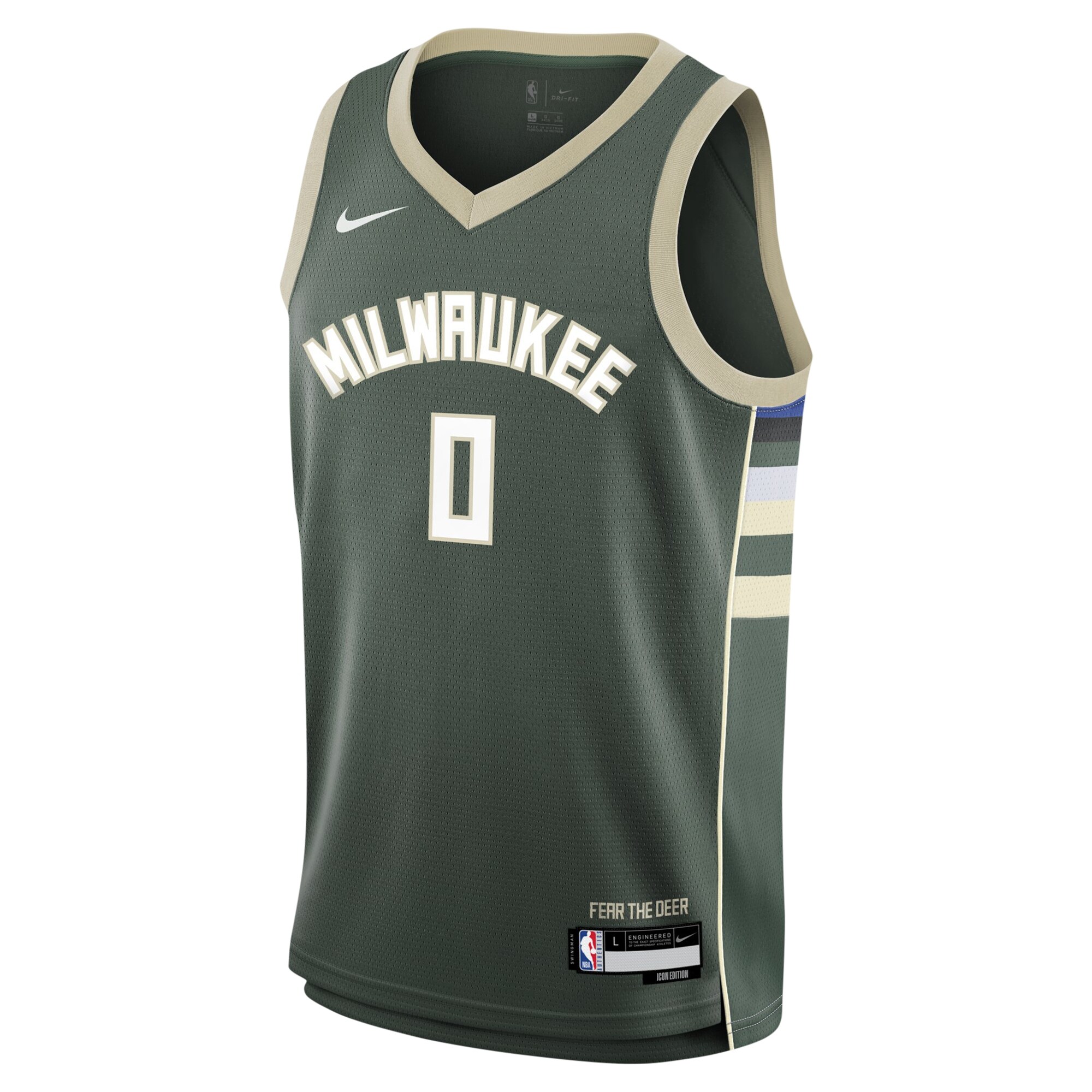 Alternative view of Damian Lillard Milwaukee Bucks Youth Swingman Basketball Jersey - Icon Edition - Hunter Green