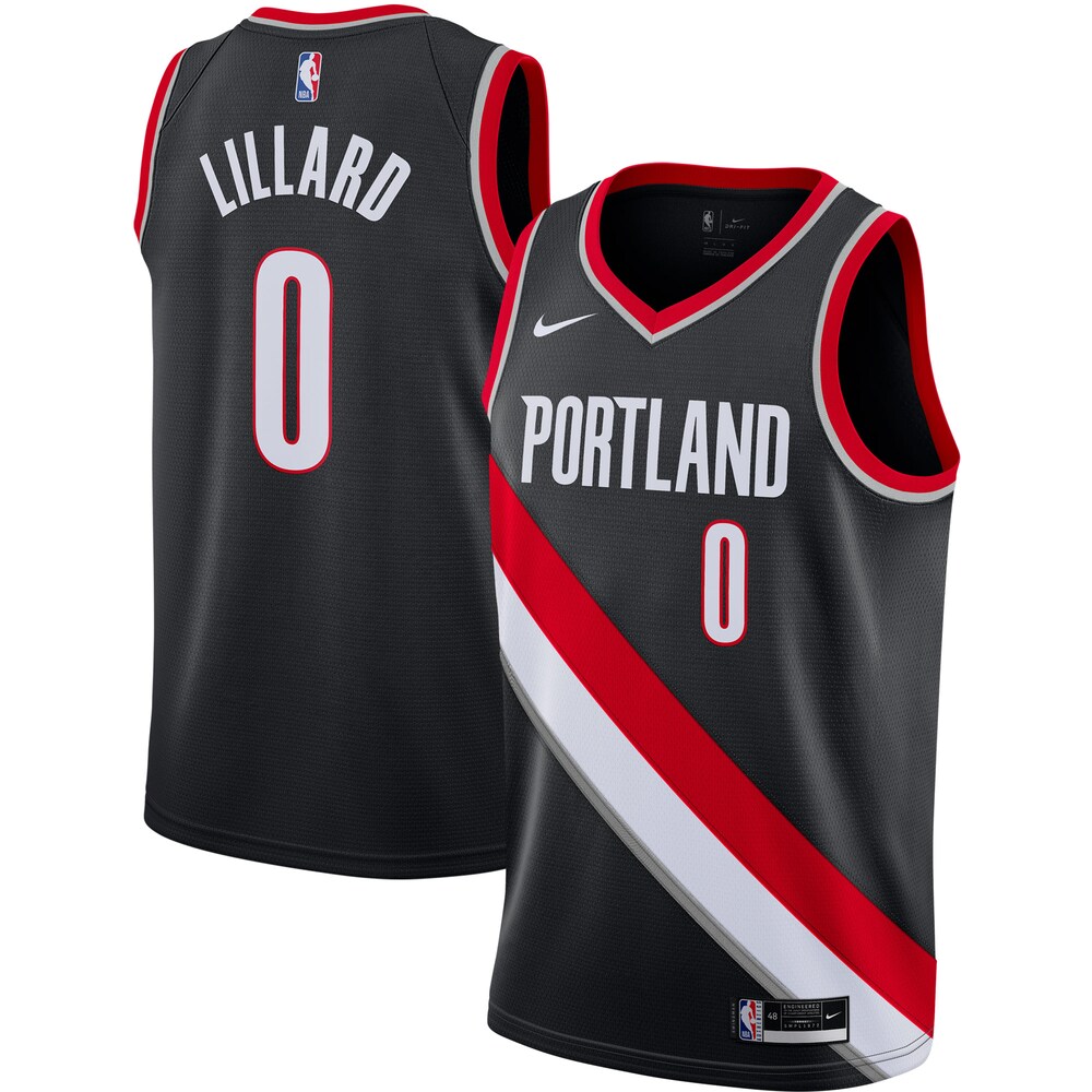 Damian Lillard Portland Trail Blazers 2020/21 Swingman Basketball Jersey Black - Icon Edition
