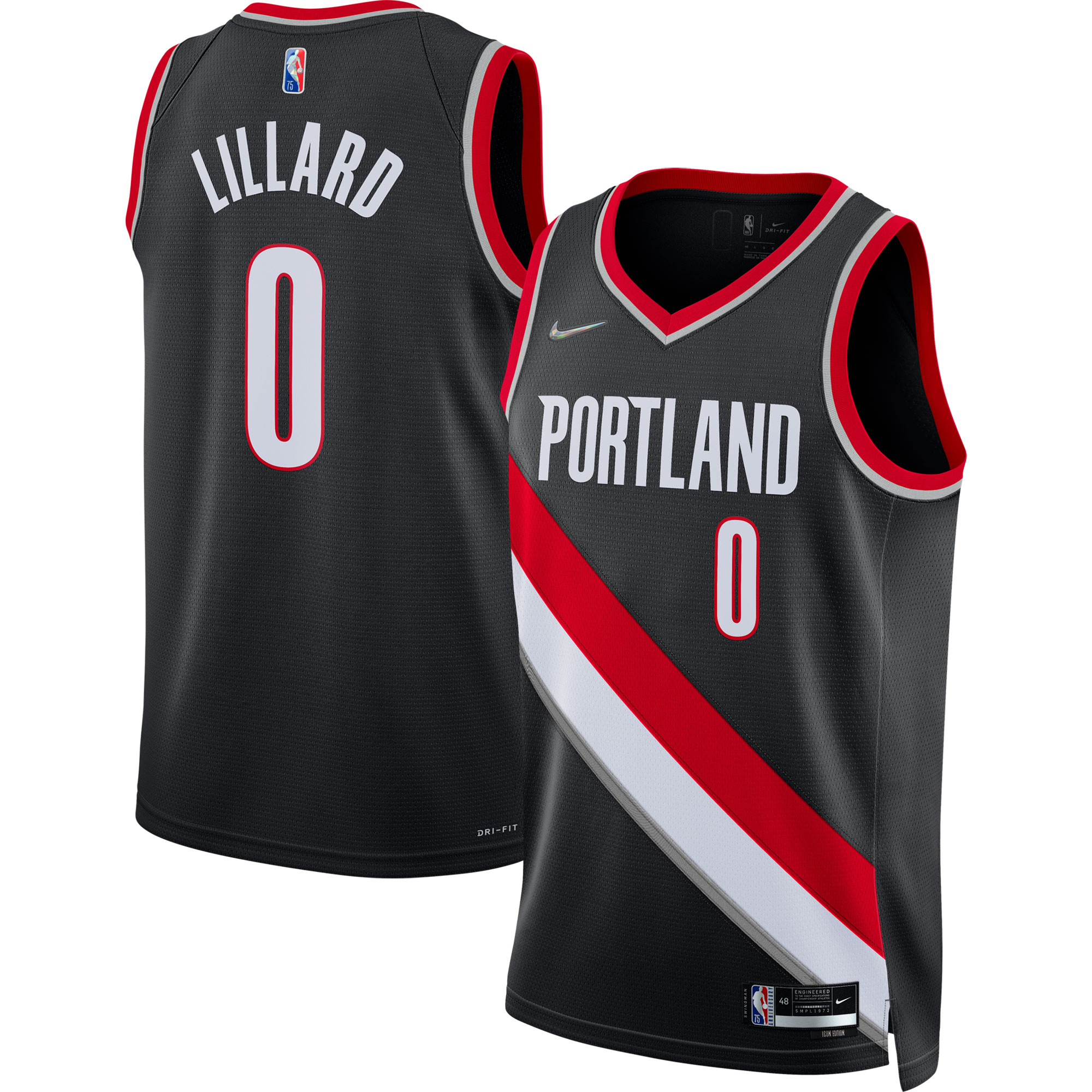 Damian Lillard Portland Trail Blazers 2021/22 Diamond Swingman Basketball Jersey - Icon Edition - Black