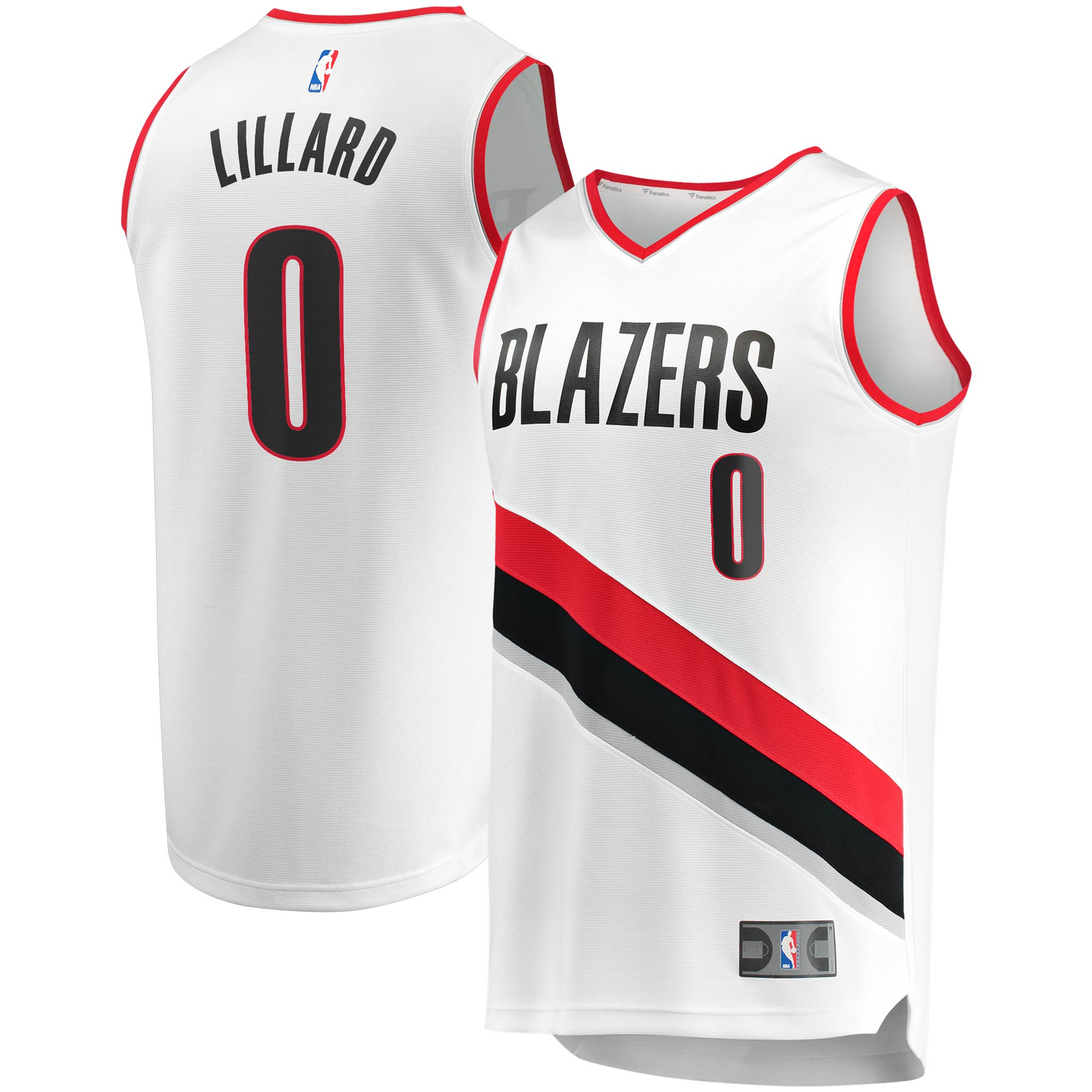 Alternative view of Damian Lillard Portland Trail Blazers Fanatics Branded 2020/21 Fast Break Replica Basketball Jersey - Association Edition - White