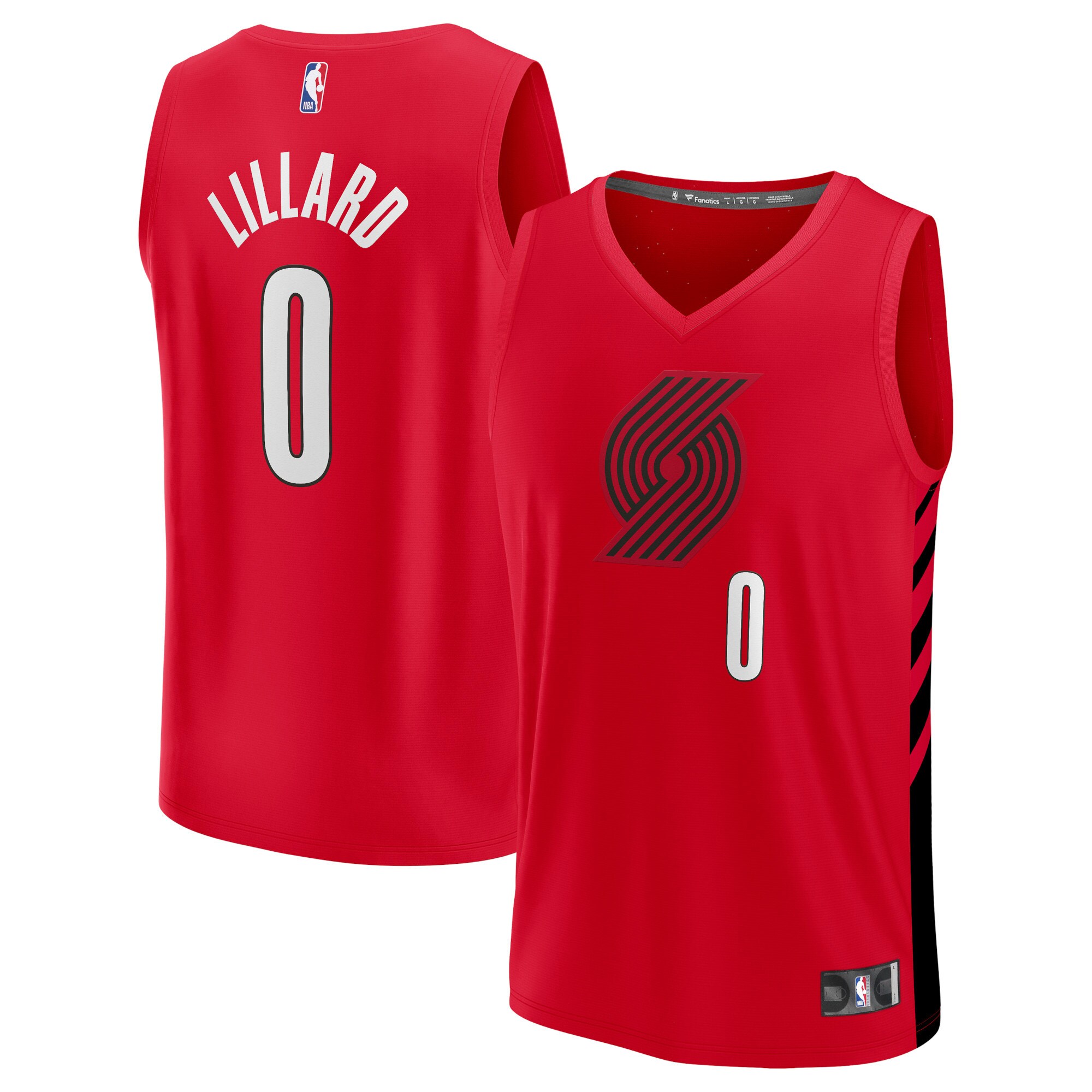 Alternative view of Damian Lillard Portland Trail Blazers Fanatics Branded Fast Break Replica Player Basketball Jersey - Statement Edition - Red