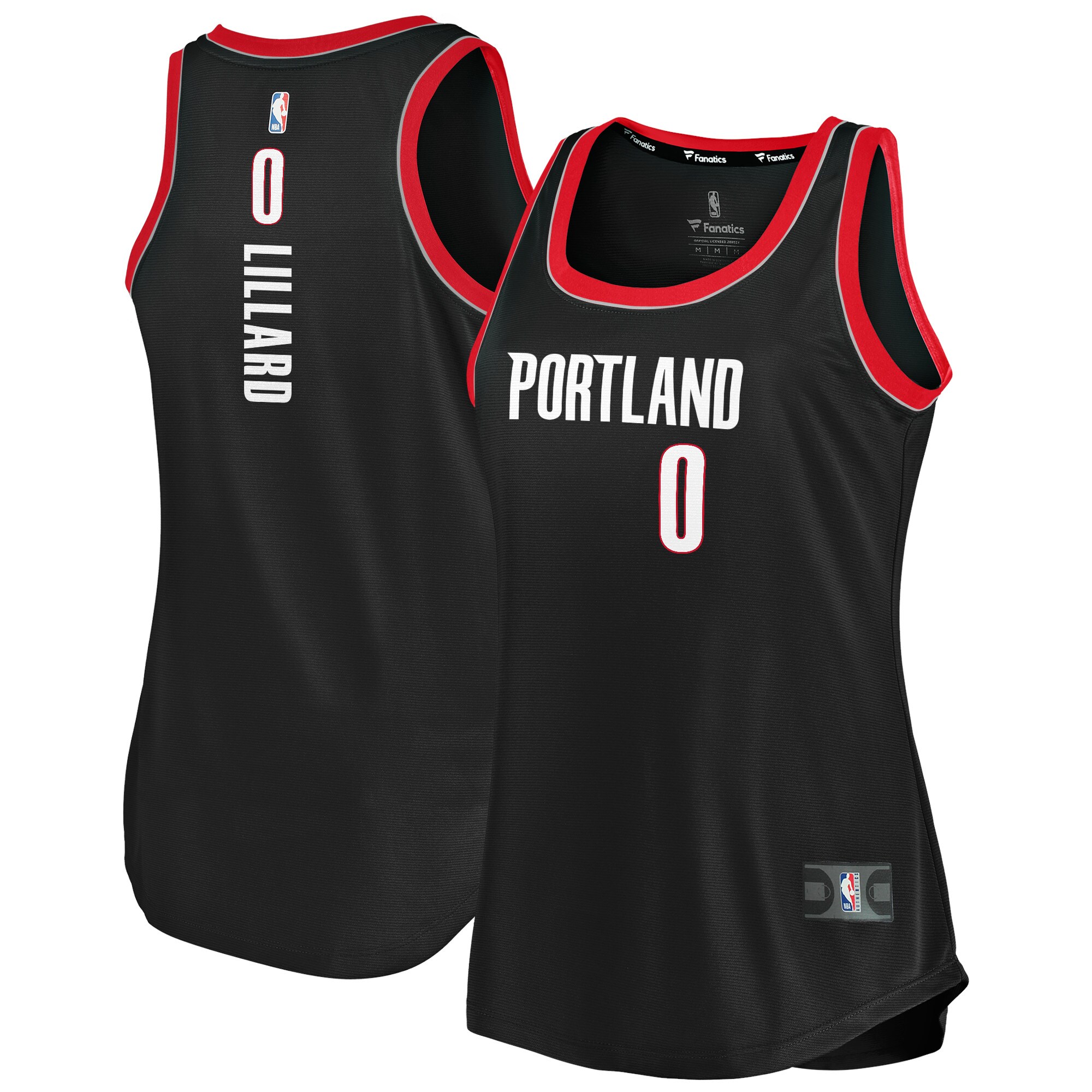 Alternative view of Damian Lillard Portland Trail Blazers Fanatics Branded Women's 2020/21 Fast Break Tank Basketball Jersey - Icon Edition - Black