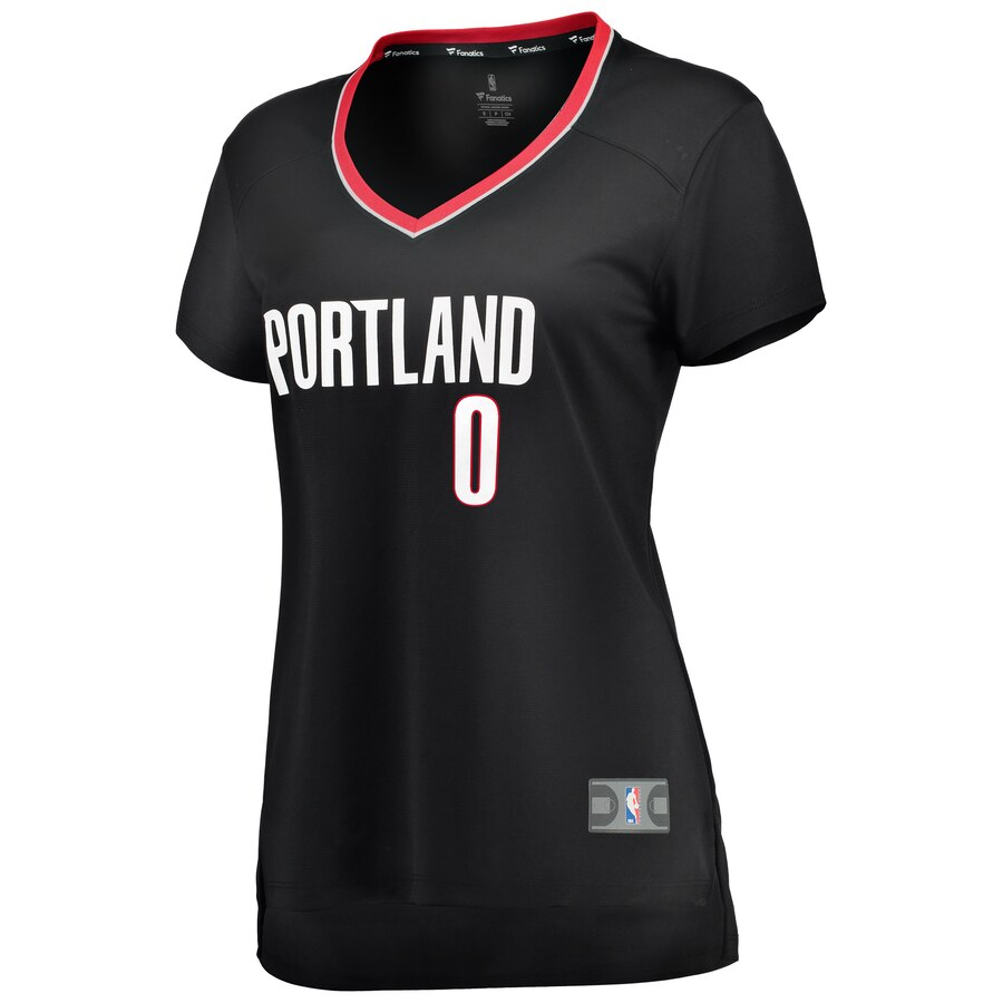 Alternative view of Damian Lillard Portland Trail Blazers Fanatics Branded Women's Fast Break Iconic Edition Basketball Jersey - Black