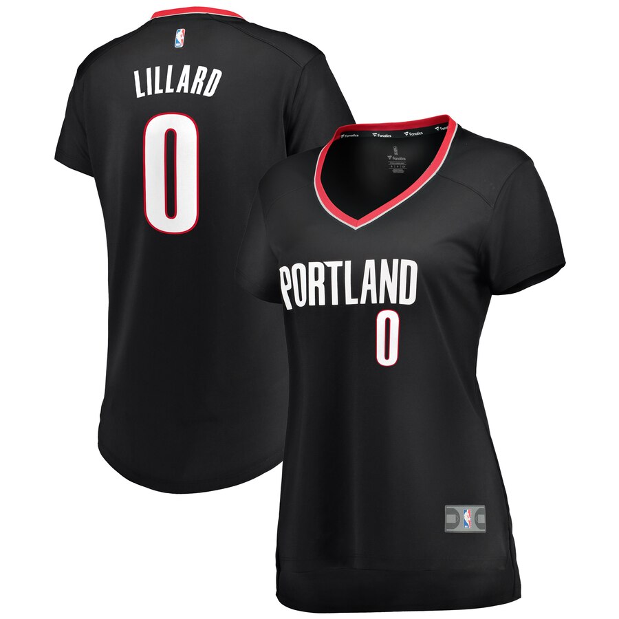 Damian Lillard Portland Trail Blazers Fanatics Branded Women's Fast Break Iconic Edition Basketball Jersey - Black