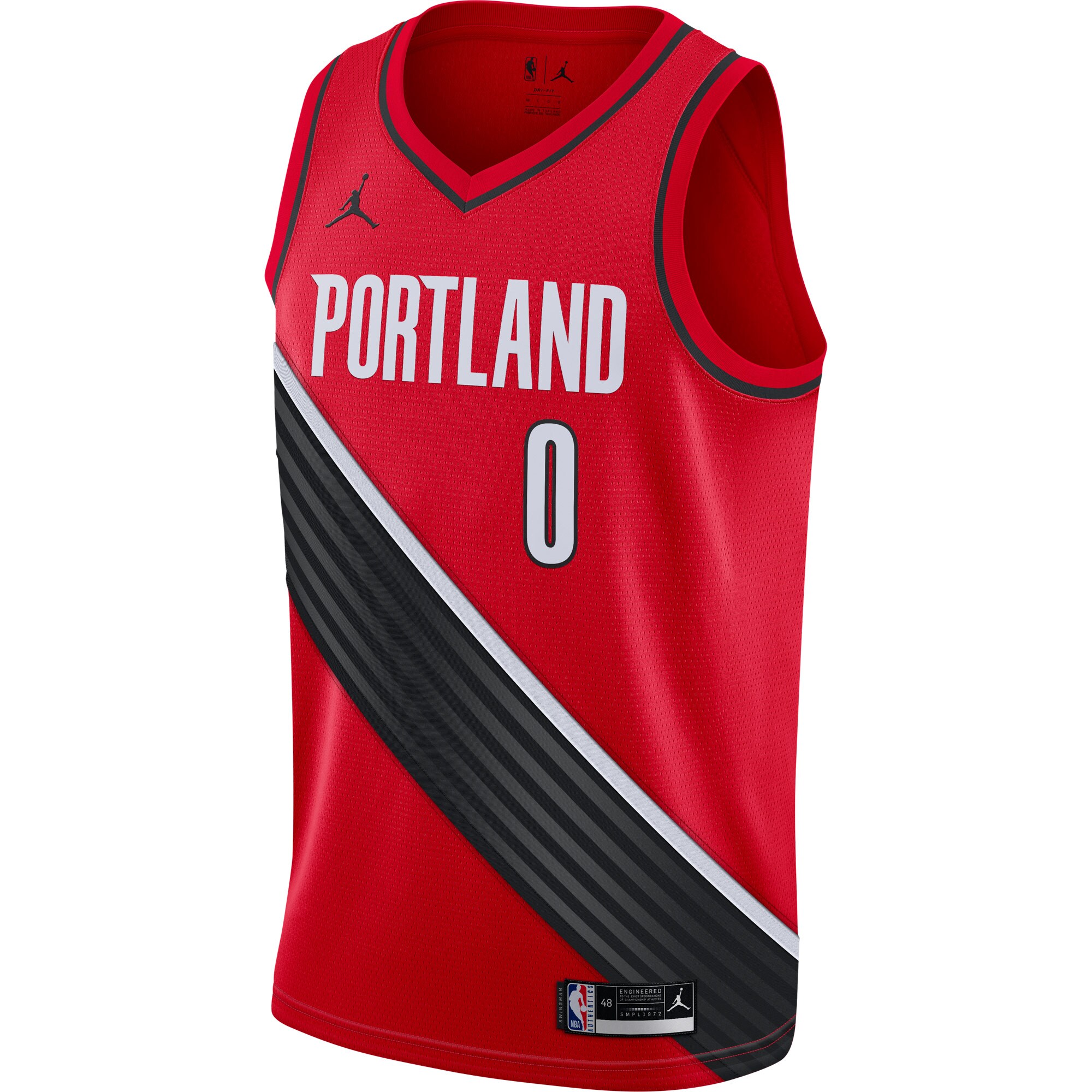 Alternative view of Damian Lillard Portland Trail Blazers Jordan Brand 2020/21 Swingman Basketball Jersey – Statement Edition – Red
