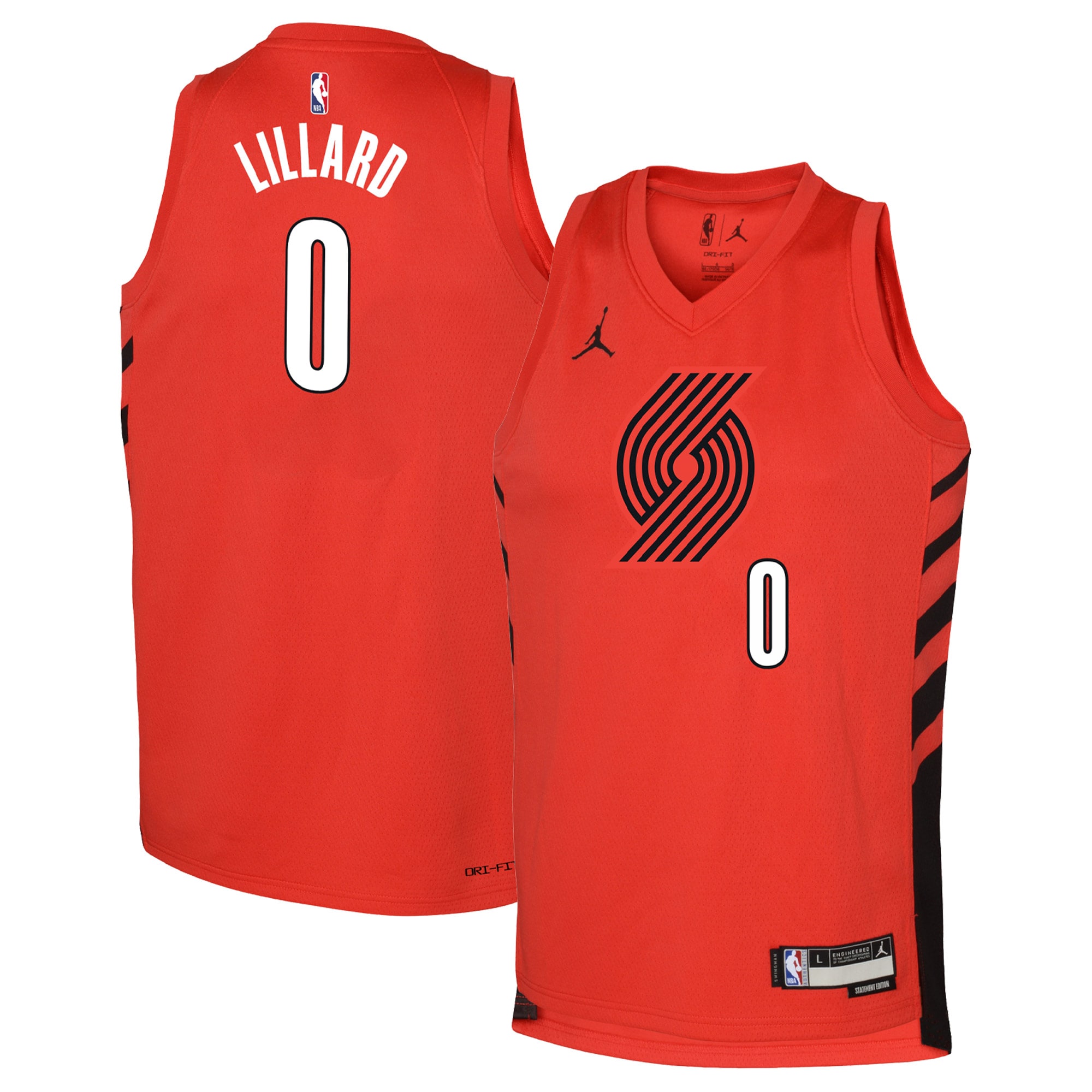 Alternative view of Damian Lillard Portland Trail Blazers Jordan Brand Youth Swingman Basketball Jersey - Statement Edition - Red