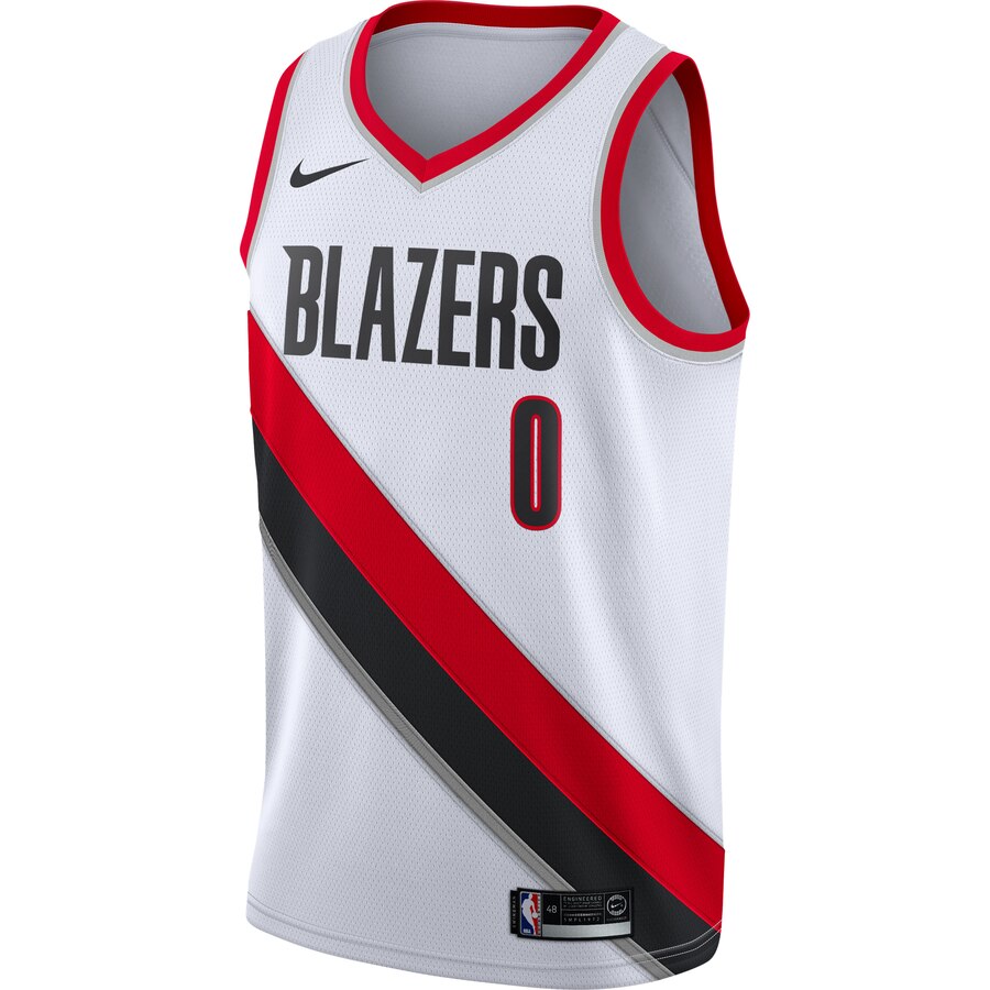 Alternative view of Damian Lillard Portland Trail Blazers Swingman Basketball Jersey White - Association Edition