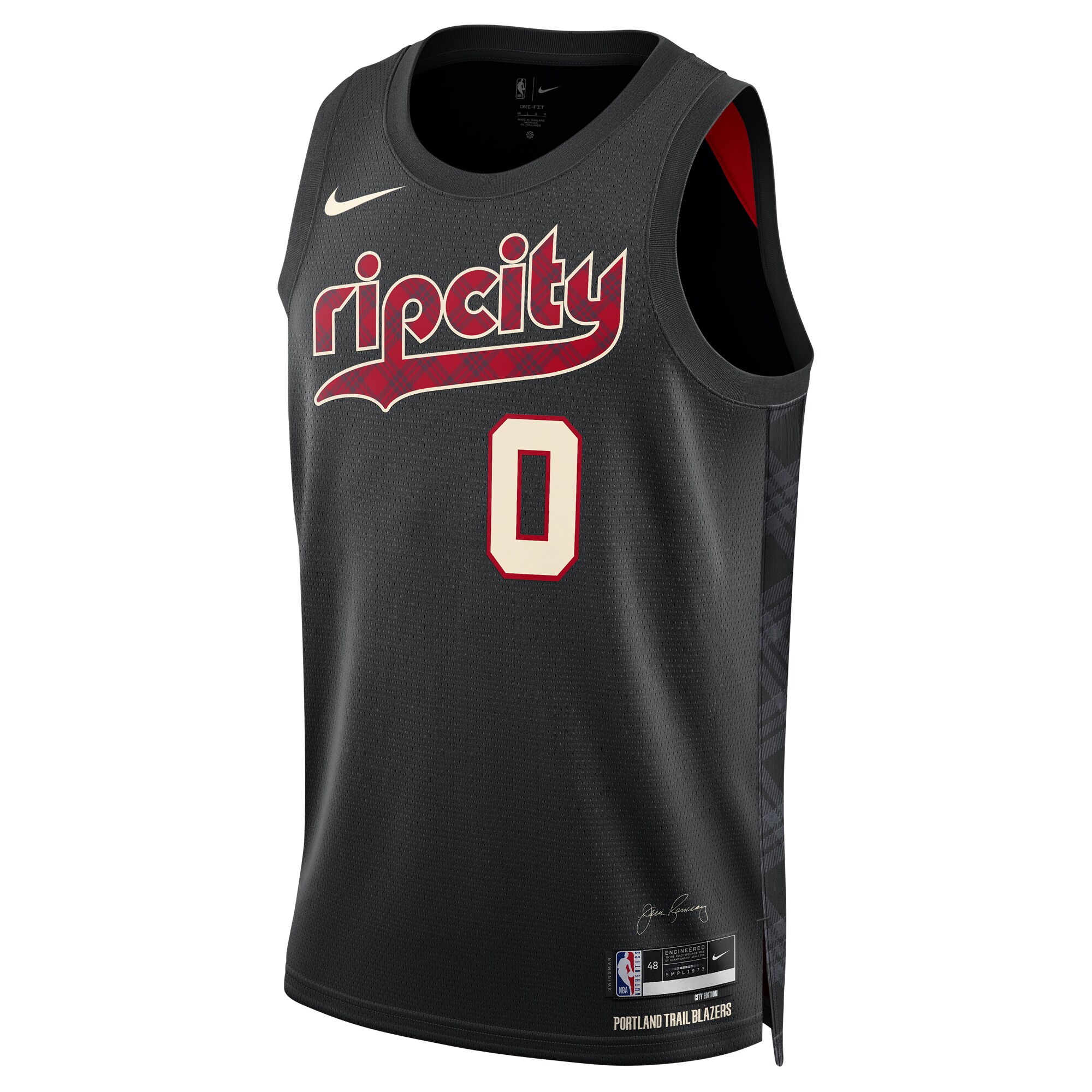 Alternative view of Damian Lillard Portland Trail Blazers Unisex 2023/24 Swingman Basketball Jersey - Black - City Edition