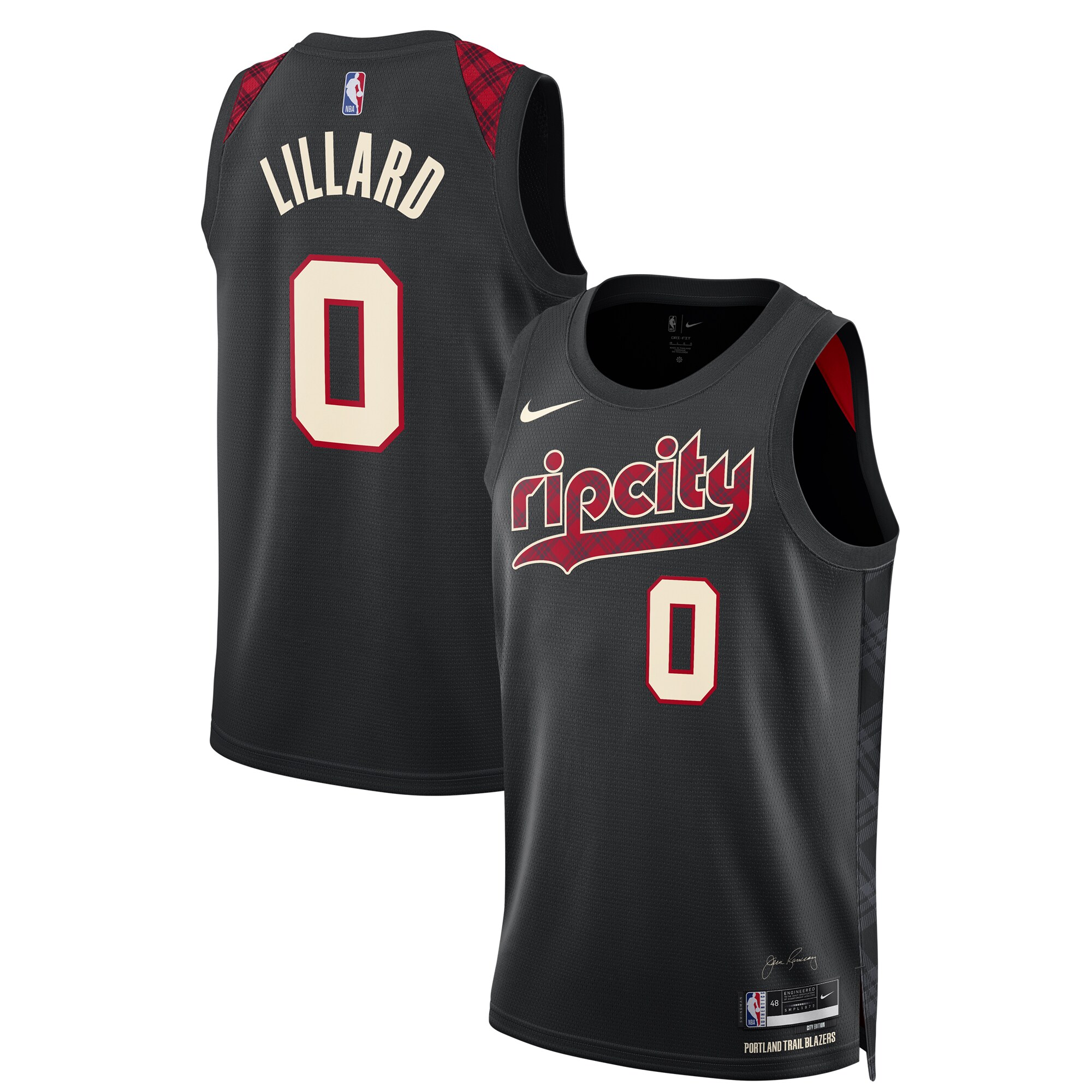 Damian Lillard Portland Trail Blazers Unisex 2023/24 Swingman Basketball Jersey - Black - City Edition