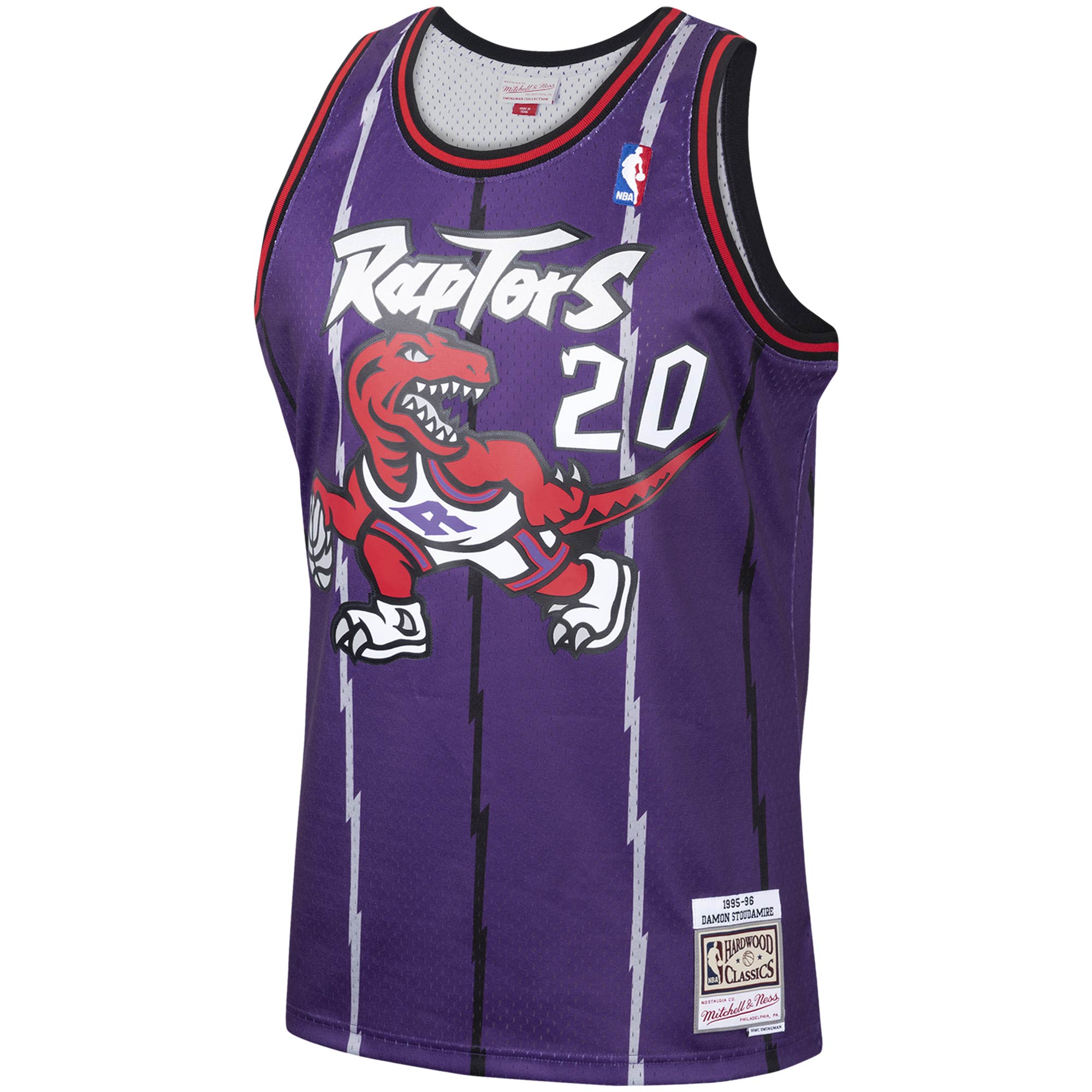 Alternative view of Damon Stoudamire Toronto Raptors Mitchell & Ness 1995/96 Hardwood Classics Swingman Basketball Jersey - Purple