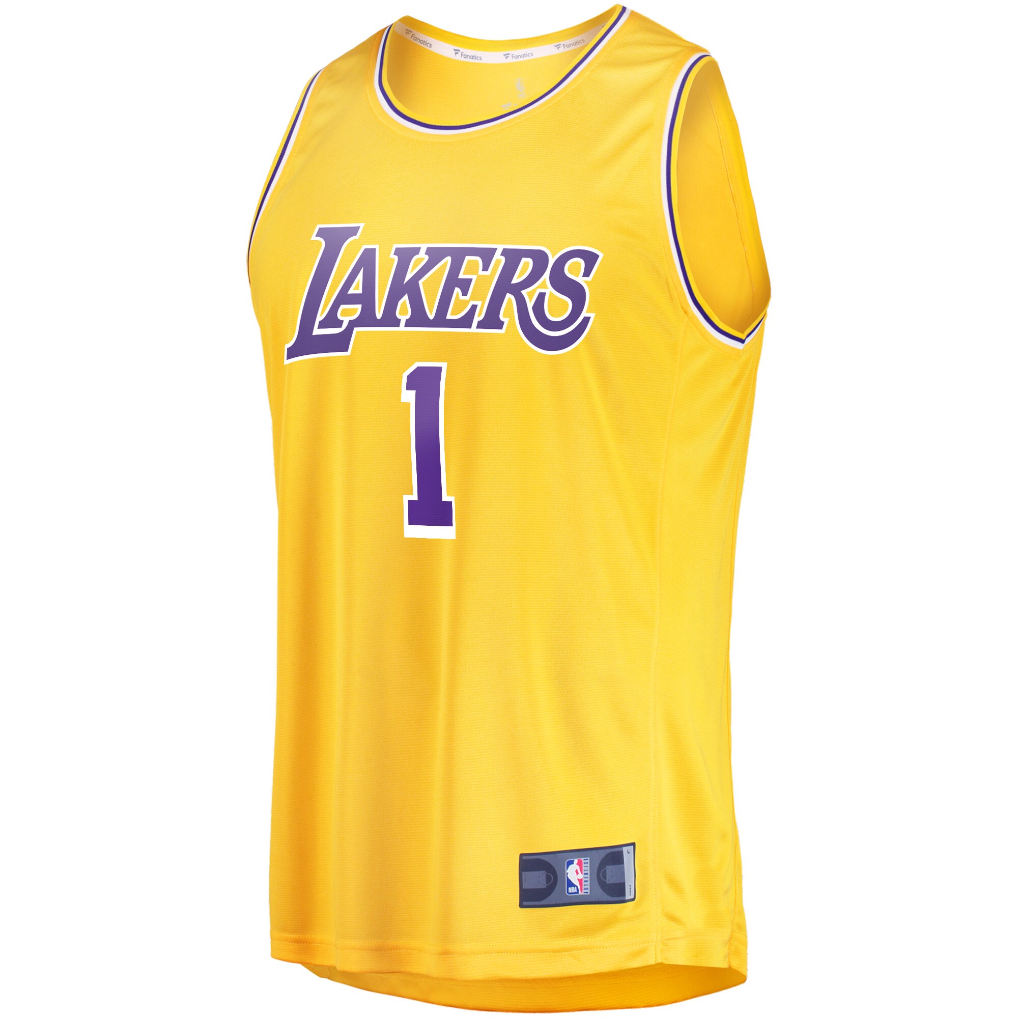 Alternative view of D'angelo Russell Los Angeles Lakers Fanatics Fast Break Player Basketball Jersey - Icon Edition - Gold