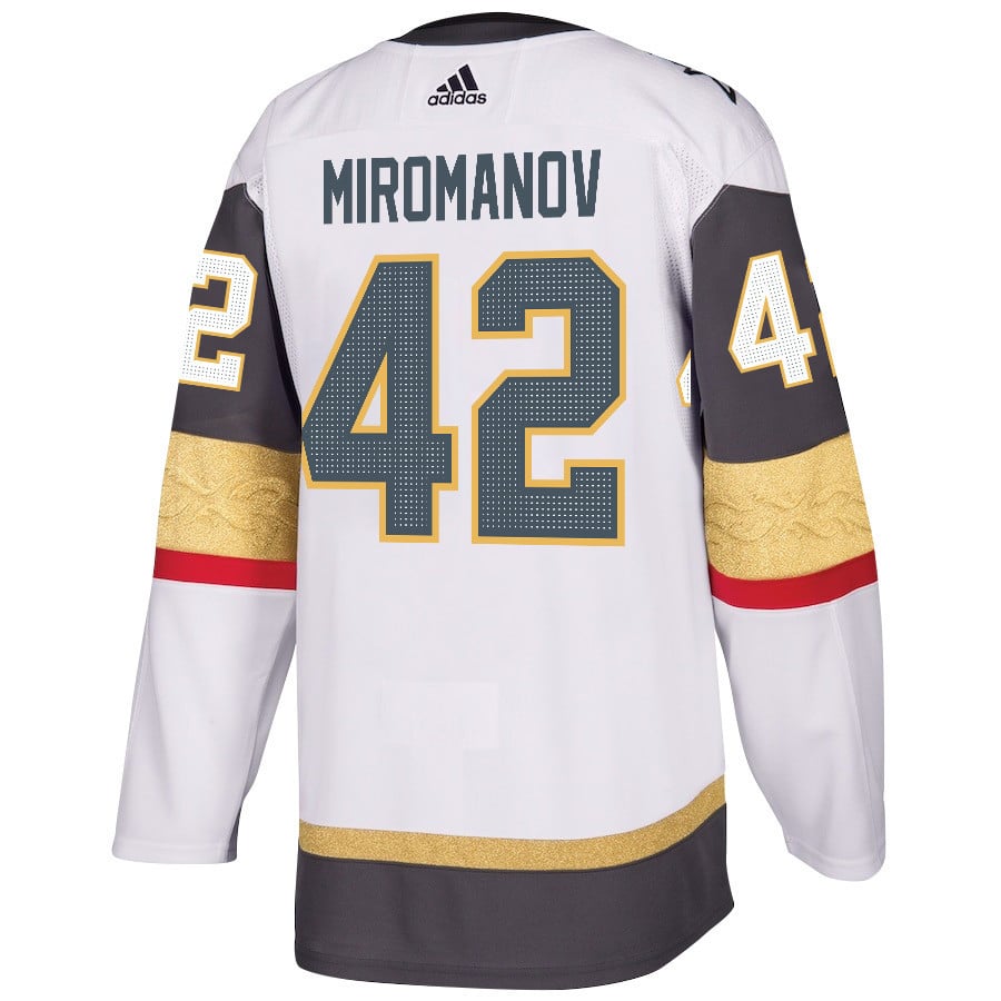 Alternative view of Daniil Miromanov 42 Vegas Golden Knights Stanley Cup 2023 Final Patch Away Breakaway Men Hockey Jersey - White - JS483 