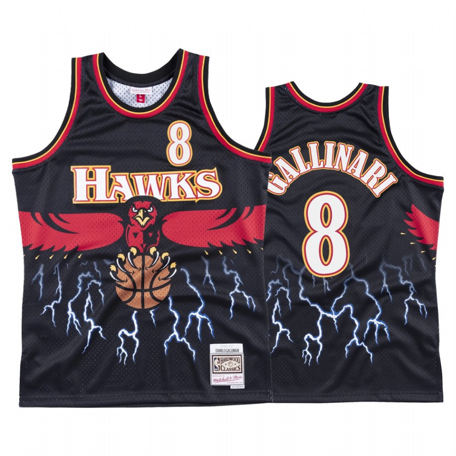 Danilo Gallinari 8 Atlanta Hawks Black Lightning Basketball Jersey - JS146 