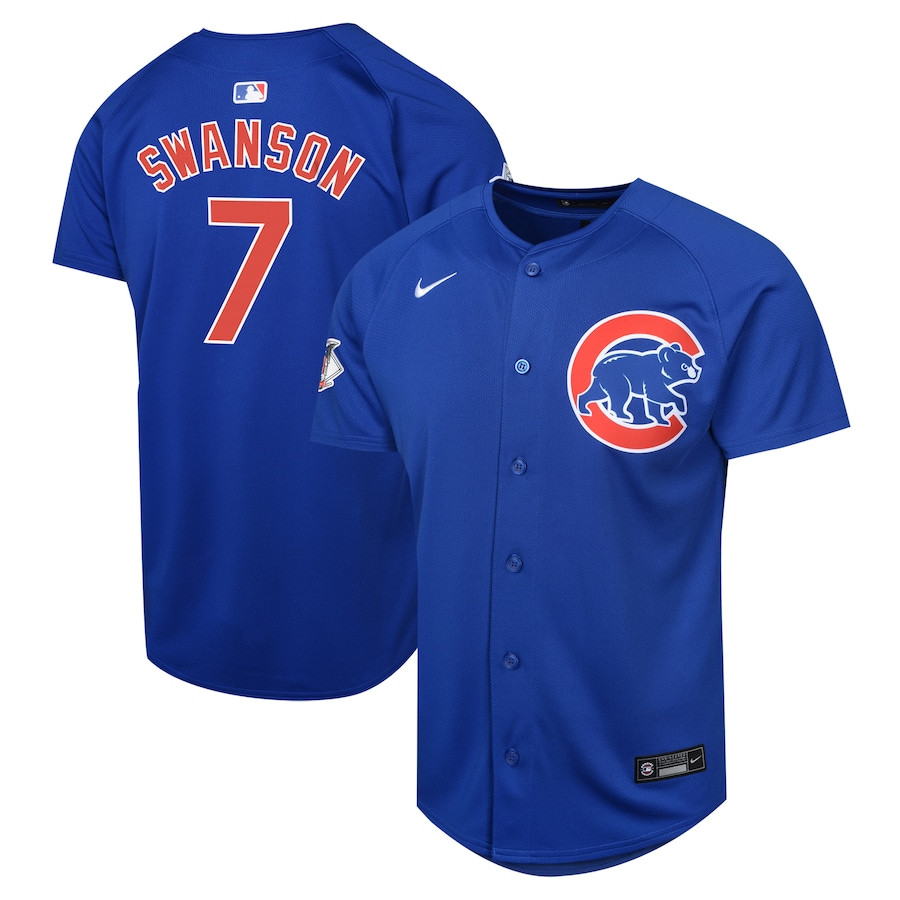 Dansby Swanson 7 Chicago Cubs Alternate Limited YOUTH Baseball Jersey - Royal