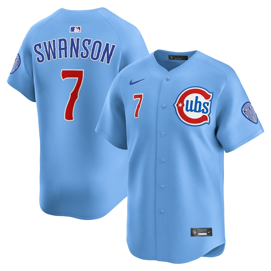 Dansby Swanson 7 Chicago Cubs Limited Alternate 2 Men Baseball Jersey - Baby Blue