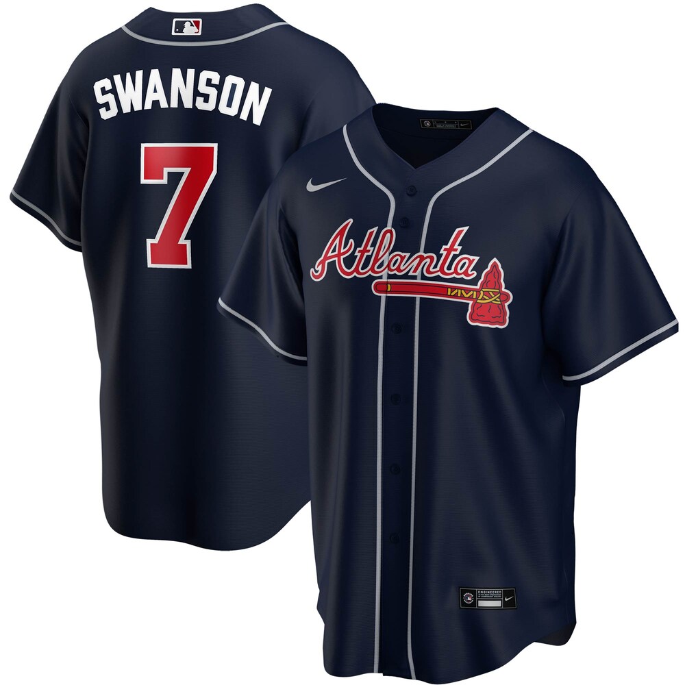 Dansby Swanson Atlanta Braves Alternate 2020 Player Baseball Jersey - Navy