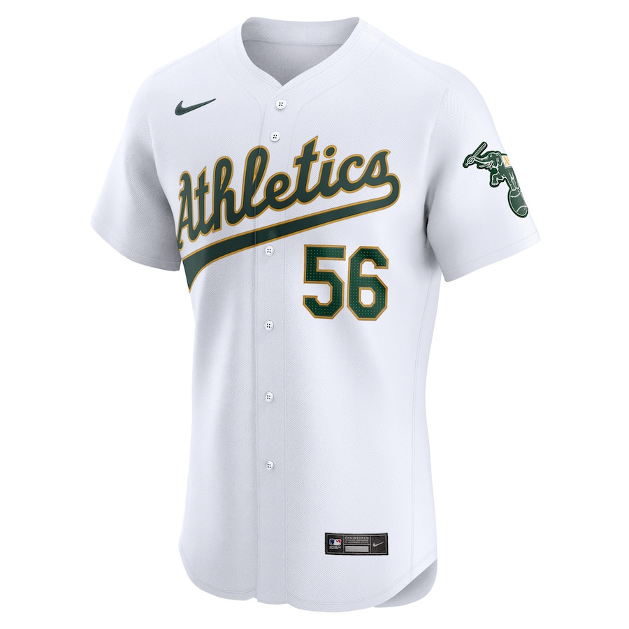 Alternative view of Dany Jimenez 56 Oakland Athletics Home Elite Player Men Baseball Jersey - White 