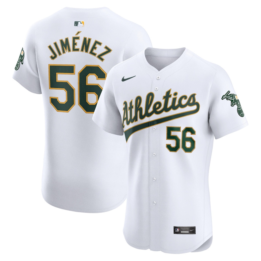 Dany Jimenez 56 Oakland Athletics Home Elite Player Men Baseball Jersey - White 