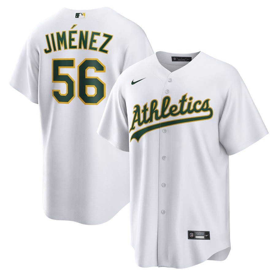 Dany Jiménez 56 Oakland Athletics Home Men Baseball Jersey - White 