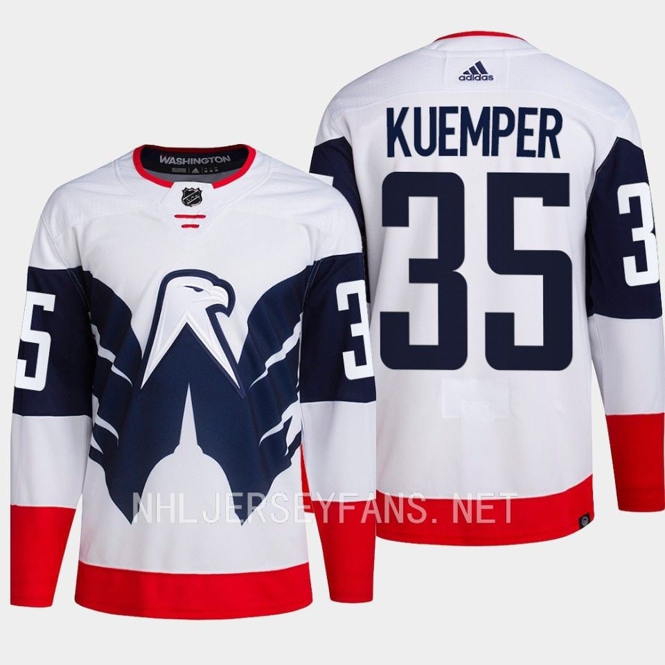 Darcy Kuemper 35 Washington Capitals 2023 Hockey Jersey Stadium White Primegreen - JS445 