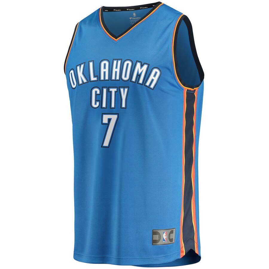 Alternative view of Darius Bazley Oklahoma City Thunder Fanatics Branded Fast Break Replica Basketball Jersey Blue - Icon Edition