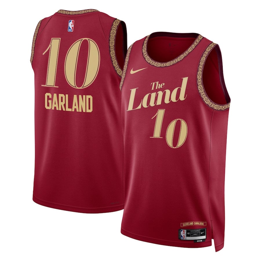 Darius Garland 10 Cleveland Cavaliers 2023/24 City Edition Swingman Basketball Jersey - Wine - JS448