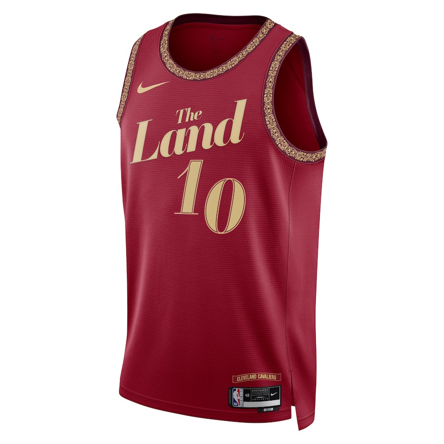 Alternative view of Darius Garland 10 Cleveland Cavaliers 2023/24 City Edition Swingman Basketball Jersey - Wine - JS448