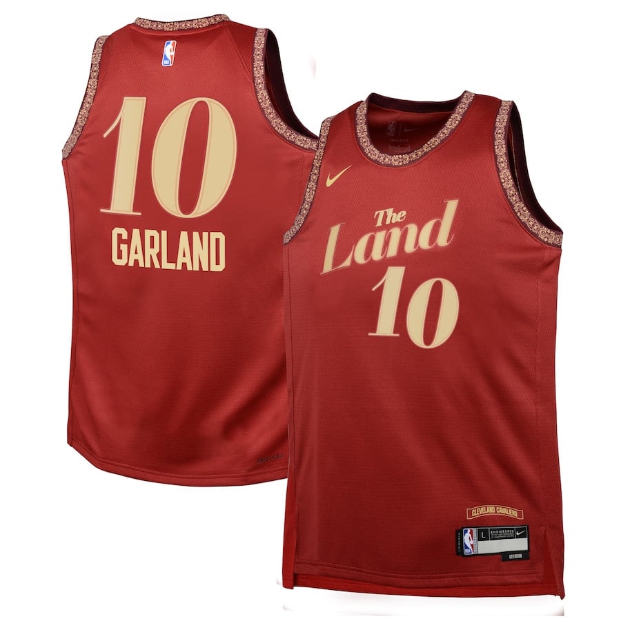 Darius Garland 10 Cleveland Cavaliers 2023/24 City Edition Swingman YOUTH Basketball Jersey - Wine - JS305