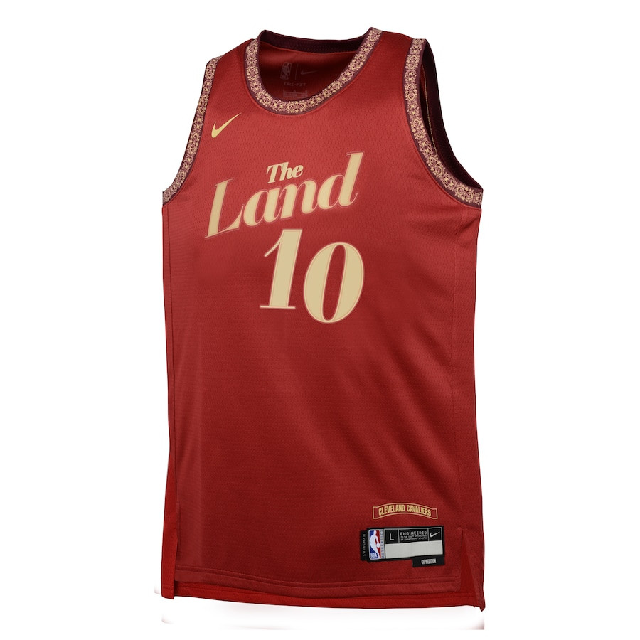 Alternative view of Darius Garland 10 Cleveland Cavaliers 2023/24 City Edition Swingman YOUTH Basketball Jersey - Wine - JS305