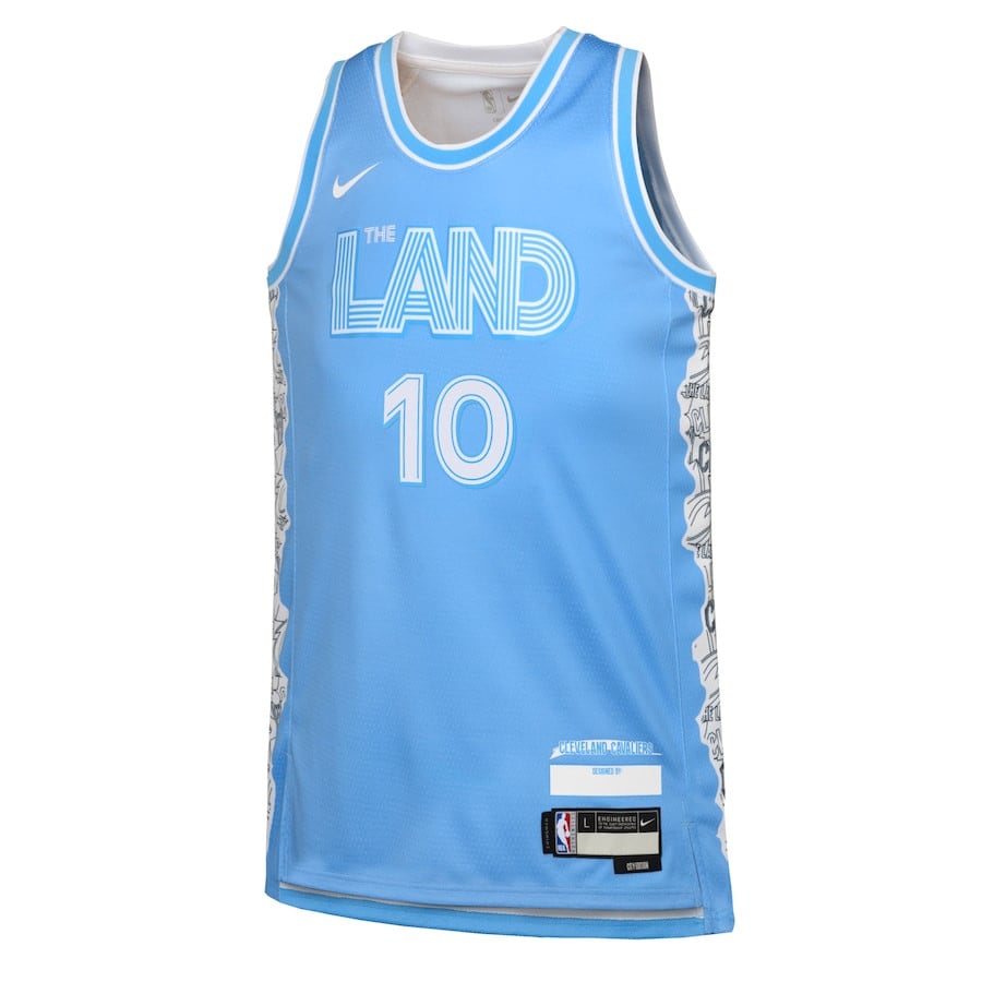 Alternative view of Darius Garland 10 Cleveland Cavaliers 2024/25 Swingman Player YOUTH Basketball Jersey - City Edition - Light Blue - JS215
