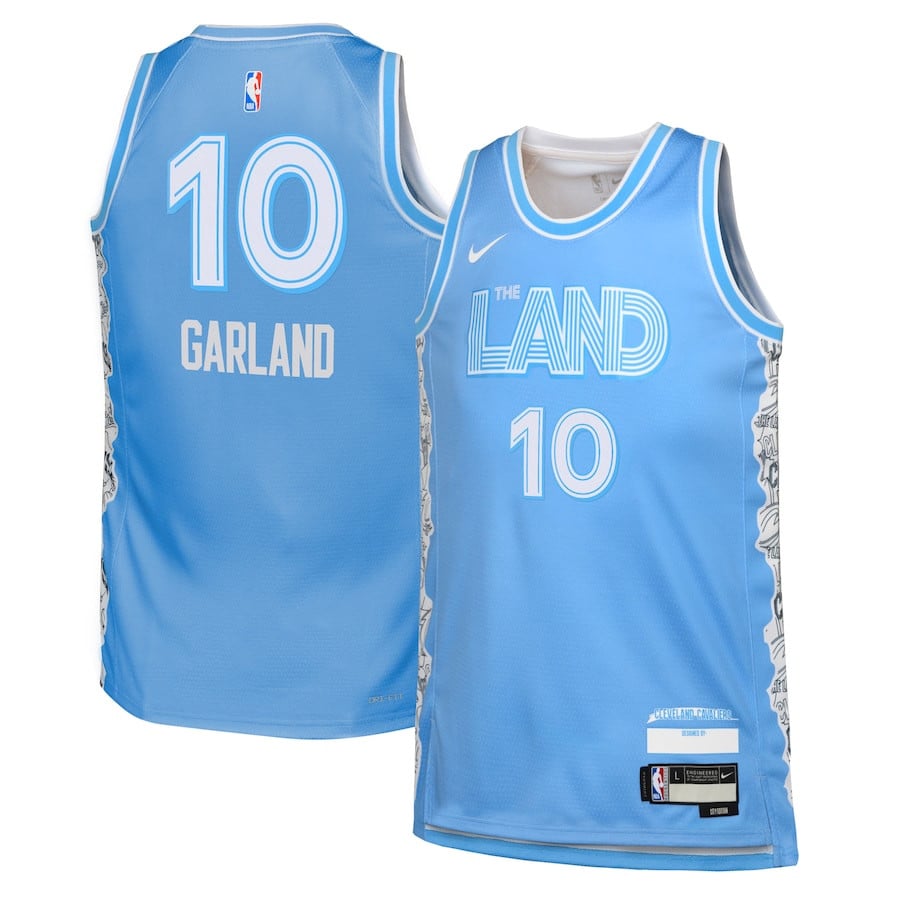 Darius Garland 10 Cleveland Cavaliers 2024/25 Swingman Player YOUTH Basketball Jersey - City Edition - Light Blue - JS215