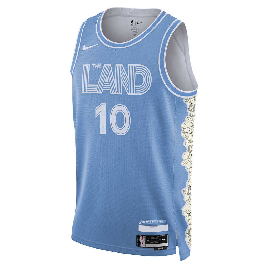 Alternative view of Darius Garland 10 Cleveland Cavaliers Unisex 2024/25 Swingman Player Basketball Jersey - City Edition - Light Blue - JS300